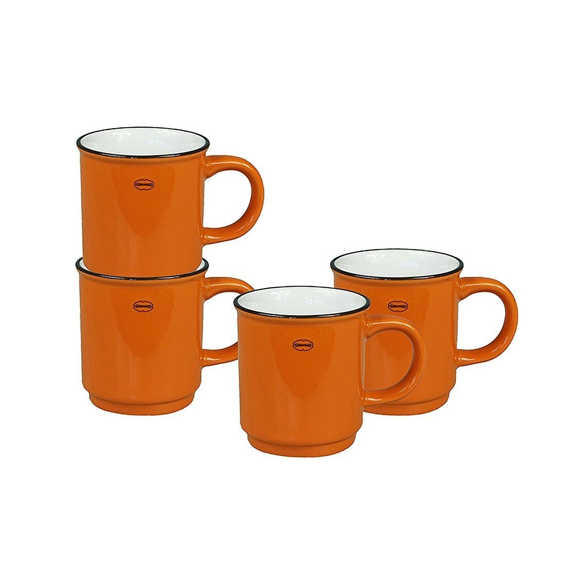 Capventure Tasse Tasse Kaffeetassen Teetassen 4'er-Set 180ml stapelbar Keramik Retro, Material: Keramik