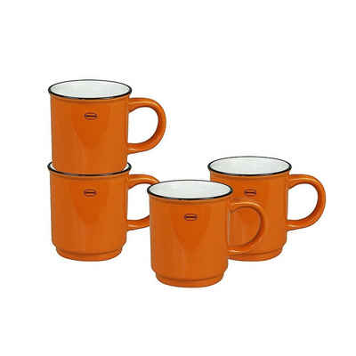 Capventure Tasse Tasse Kaffeetassen Teetassen 4'er-Set 180ml stapelbar Keramik Retro, Material: Keramik