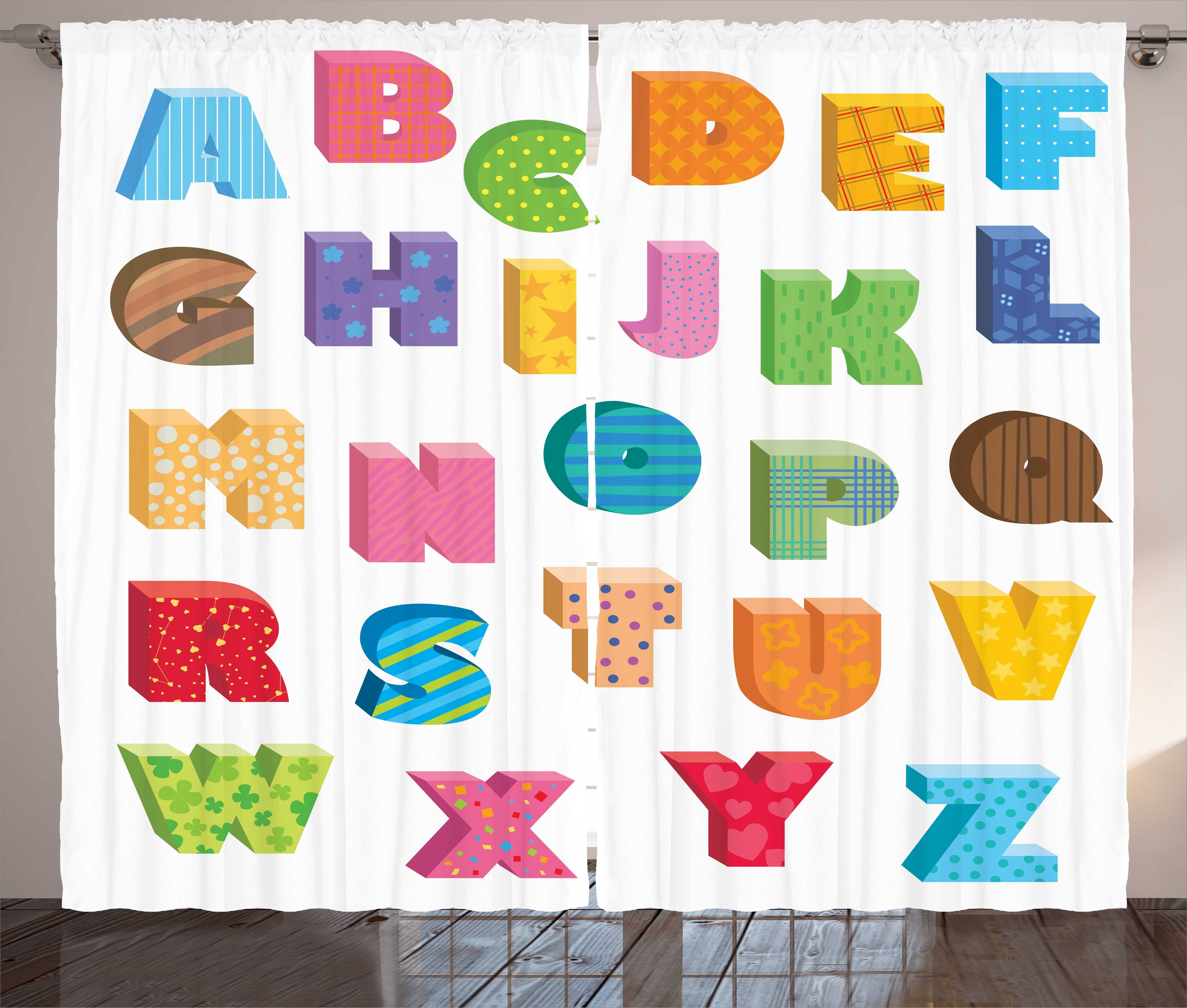 Gardine Schlafzimmer Kräuselband mit ABC Haken, und Schlaufen Letters Alphabet Educational Vorhang Abakuhaus