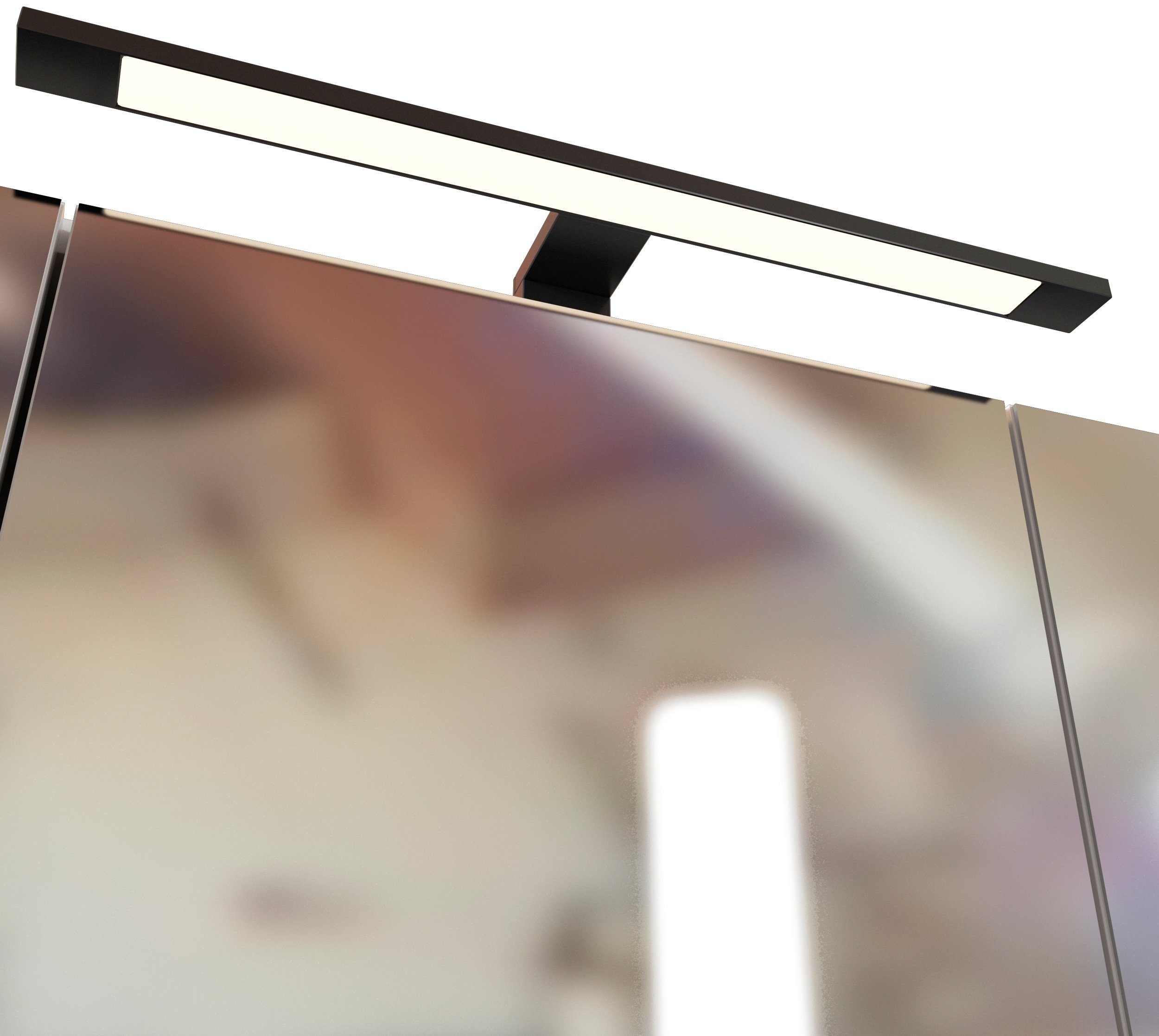 HELD MÖBEL Spiegelschrank Spiegeltüren Luena 3D-Effekt, dank 80 mit drei Breite cm