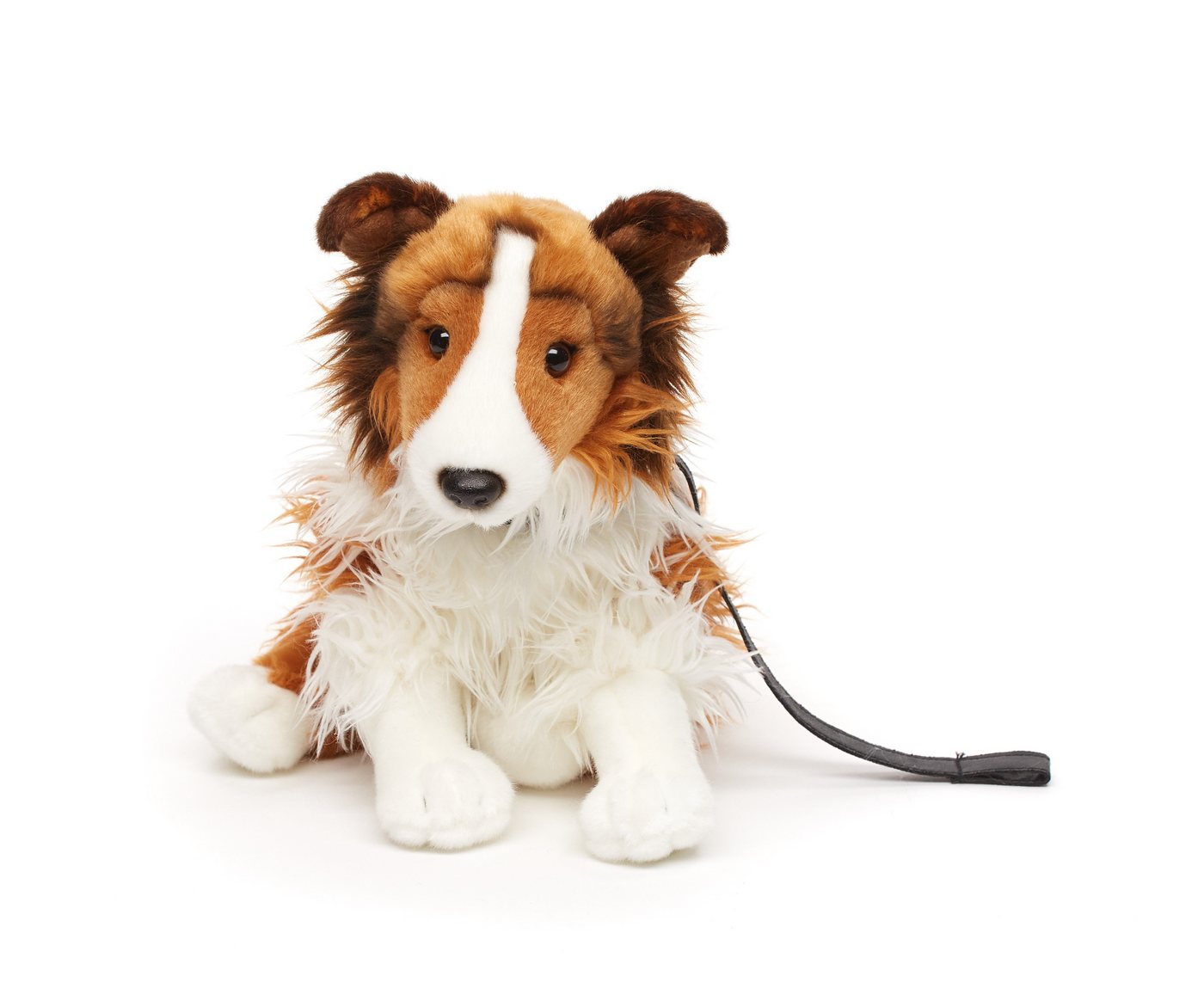Uni-Toys Kuscheltier Langhaarcollie m. Leine - versch. Farben - 27 cm - Plüsch-Hund, Collie, zu 100 % recyceltes Füllmaterial