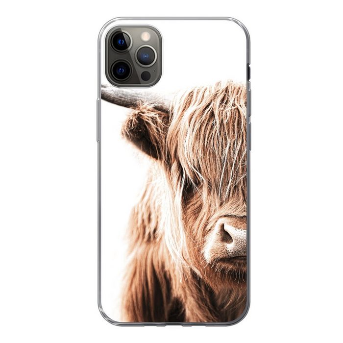 MuchoWow Handyhülle Schottischer Highlander - Kuh - Tiere Handyhülle Apple iPhone 12 Pro Max Smartphone-Bumper Print Handy