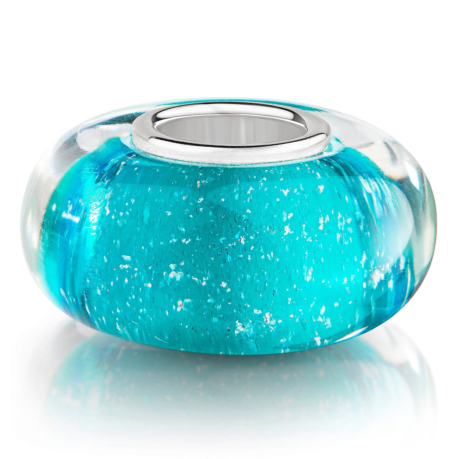 Glitter Bead aus Blau Sterling Materia Glasperle 964, 925 Türkis Hülse Silber