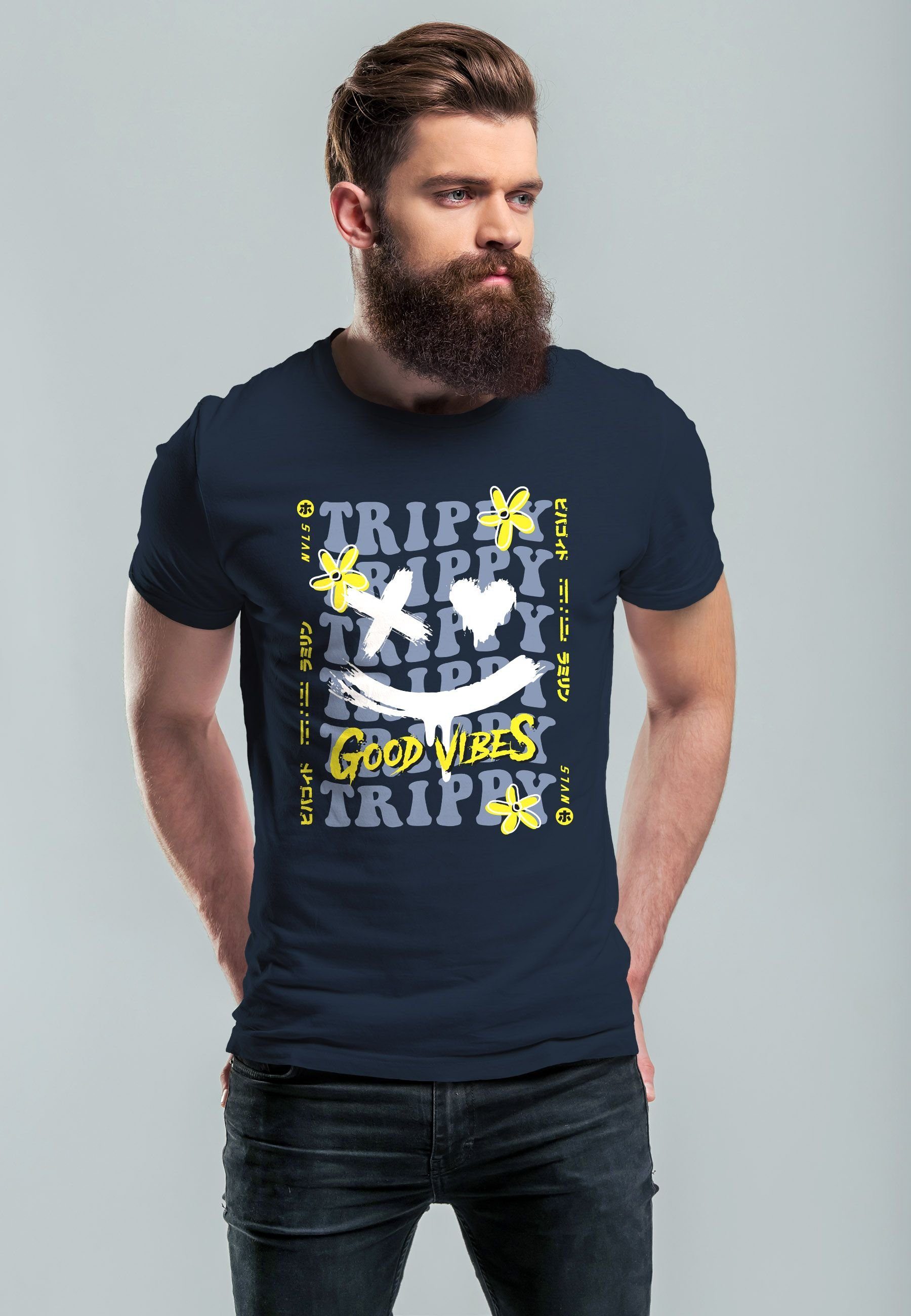 Neverless Print-Shirt Herren T-Shirt Drip Face günstig online kaufen