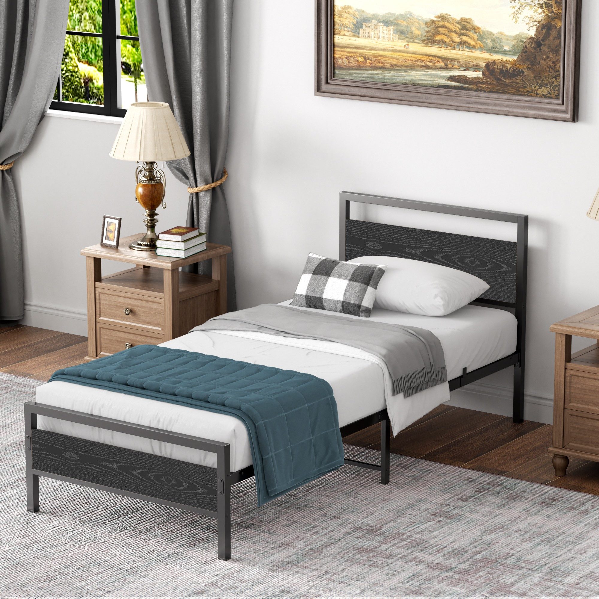 HAUSS SPOLE Metallbett mit MDF-Kopfteil, Lattenrost, modernes Design, 90 x günstig online kaufen