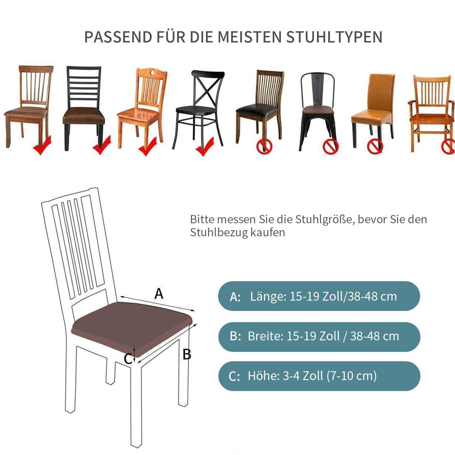 Refttenw Stuhlhusse Esszimmerstühle Sitzbezüge 4er Set, günstig online kaufen