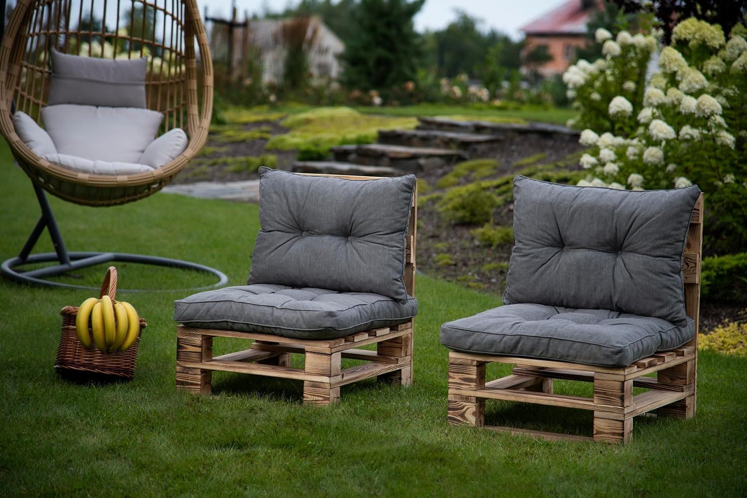 sunnypillow Stuhlkissen Gartenkissen für Gartenmöbel Rattanmöbel, günstig online kaufen