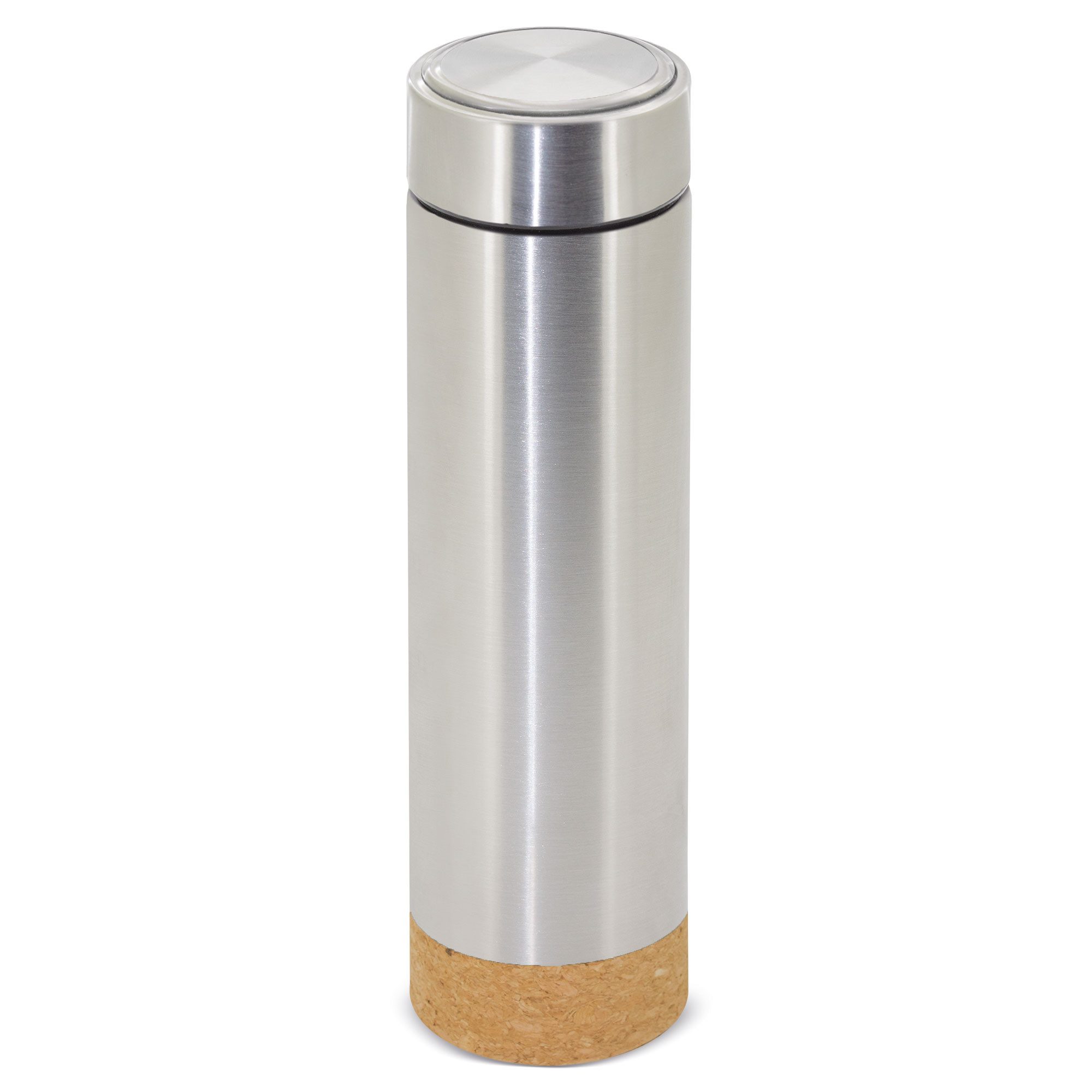 Isolierflasche Edelstahl Thermosflasche mit Korkboden "Ruben" - silber