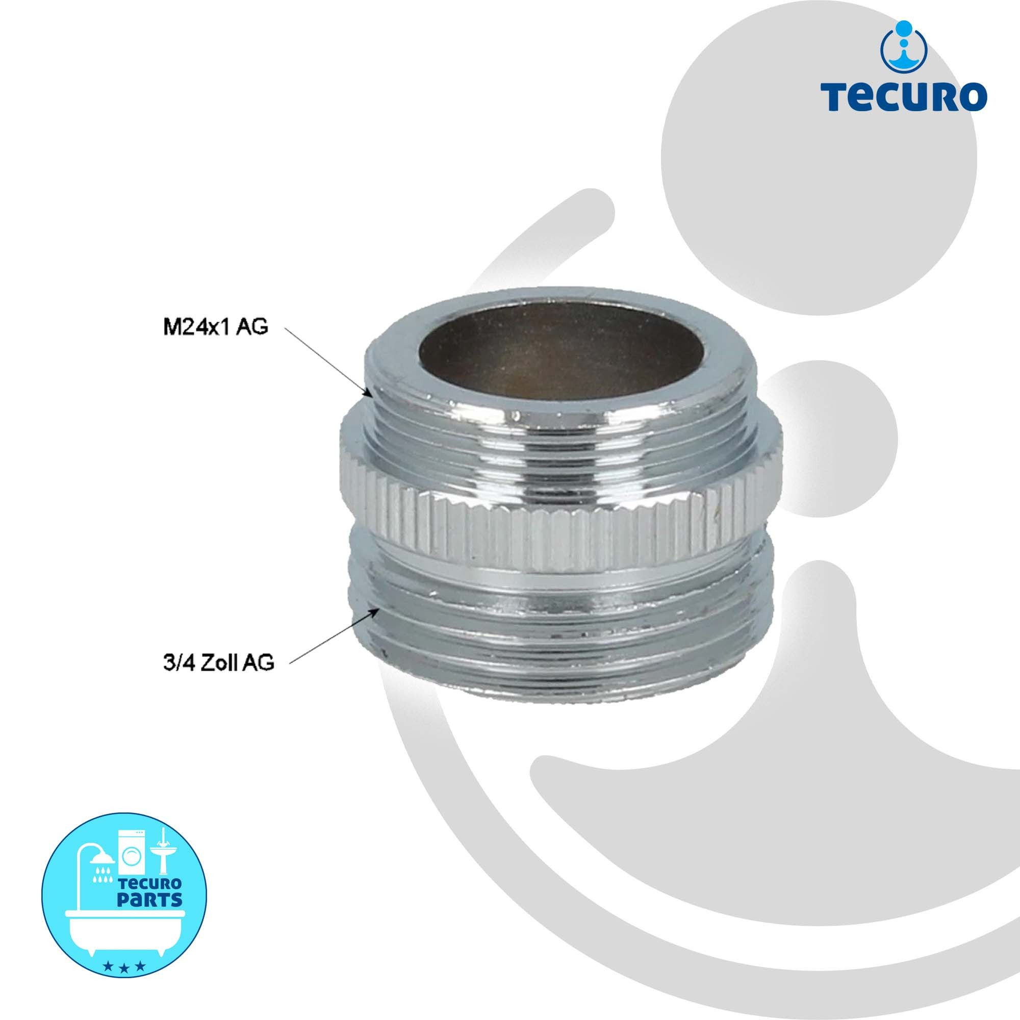 tecuro Strahlregler Adapter für Armaturen M24x1 auf 3/4 Zoll, verchromt – Bild 5 von 5