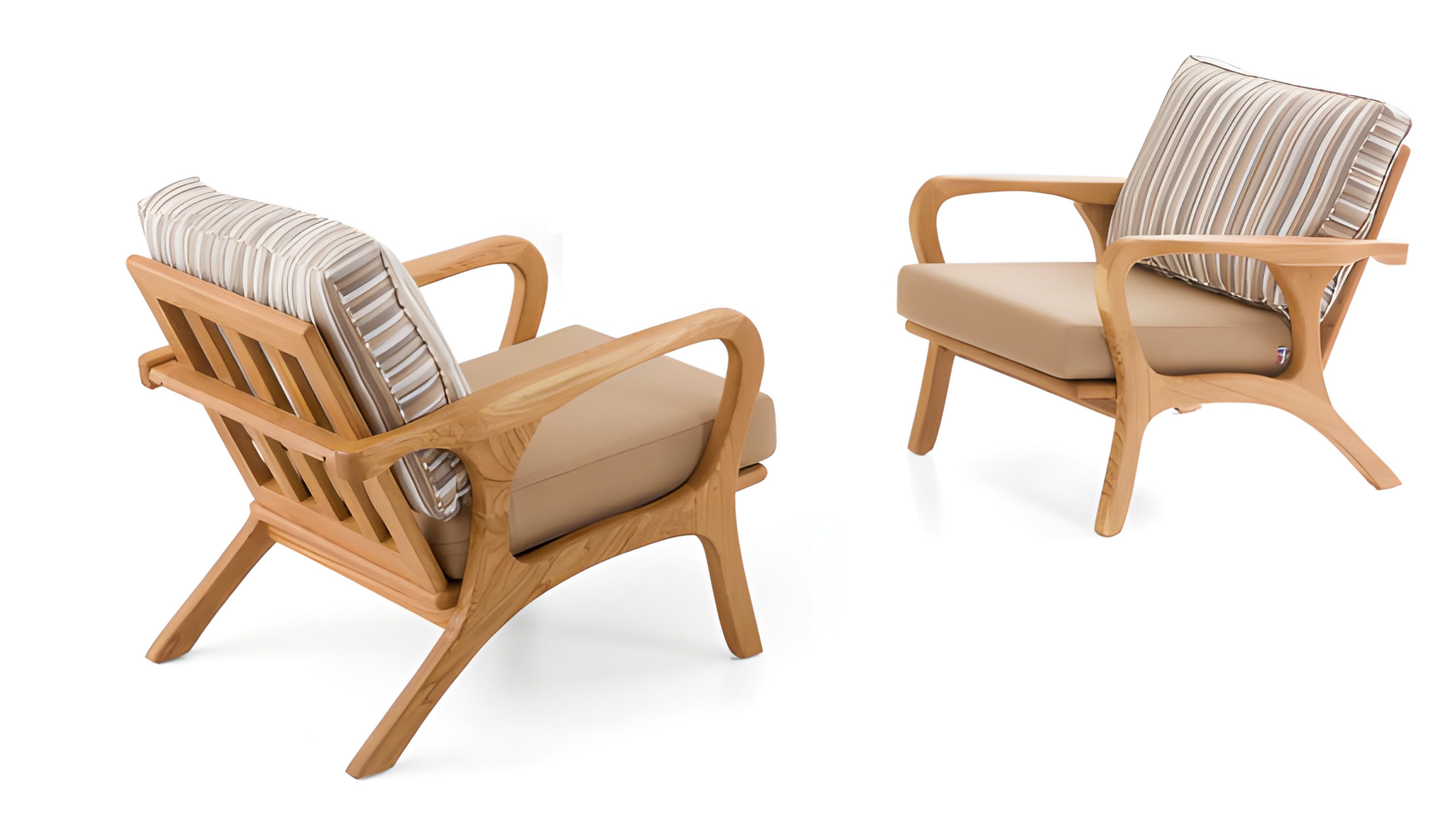 Sessel Beigefarbene Holz-Textil Sessel mit modernem Design und Komfort
