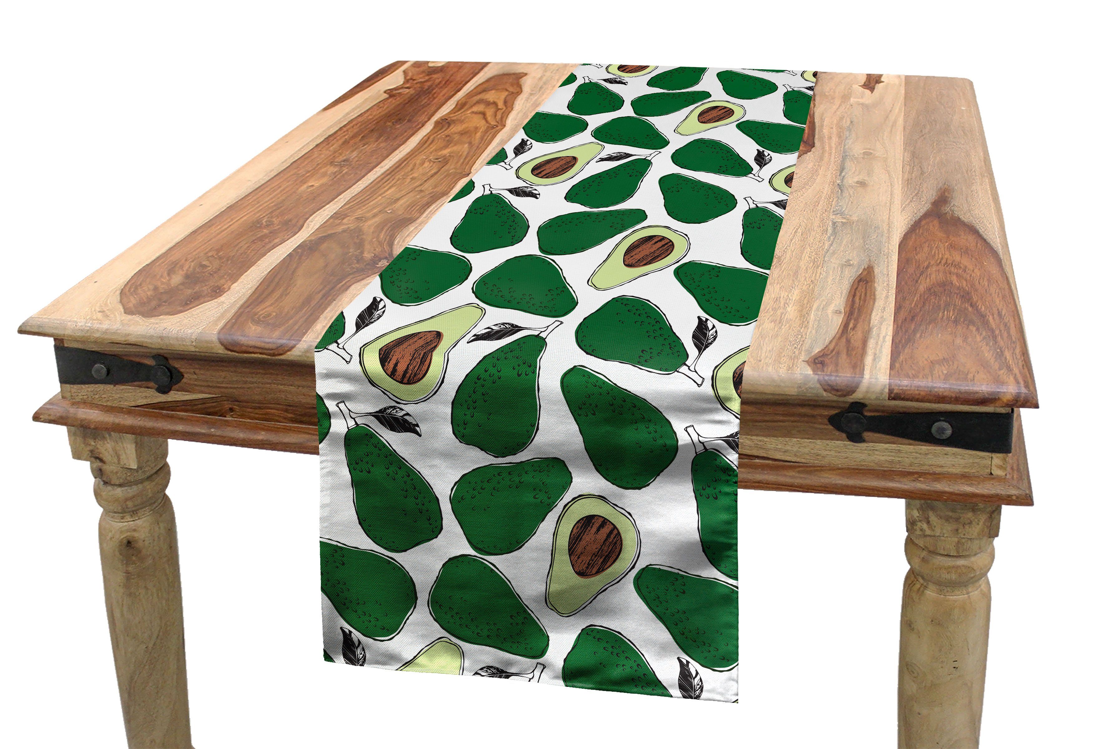 Slices Küche Avocado Avocado Dekorativer Tischläufer Doodle Tischläufer, Rechteckiger Esszimmer Abakuhaus