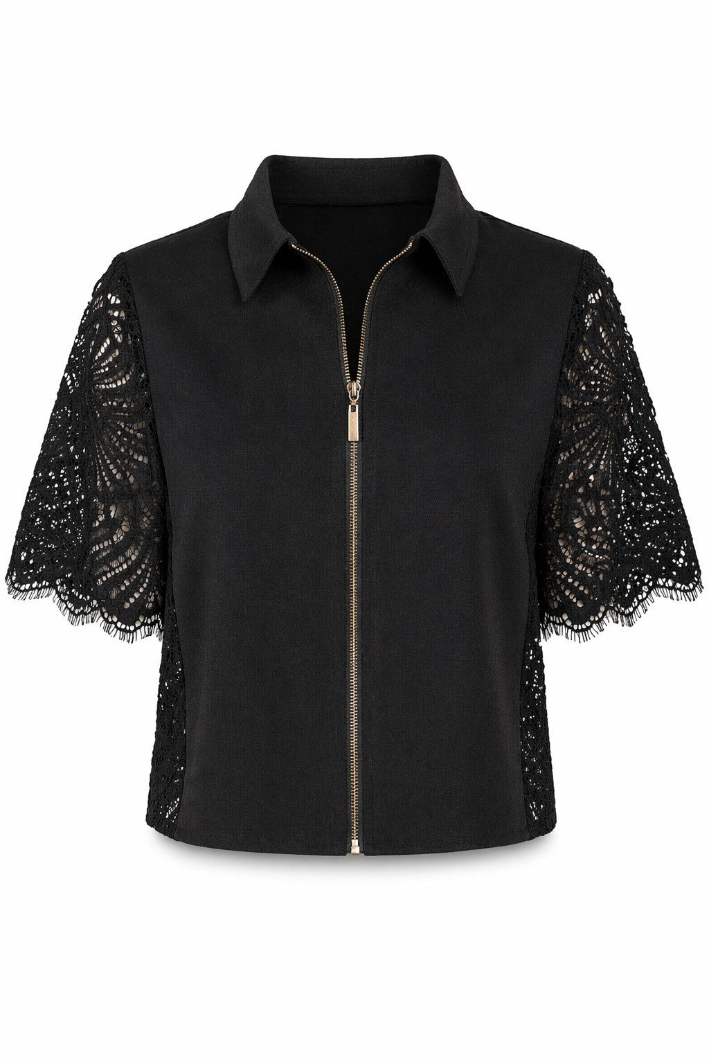 Freeman T. Porter Spitzenbluse Cezany Soft Lace Shirt Kurzarm Bluse - Kurzarmbluse - Spitzenbluse