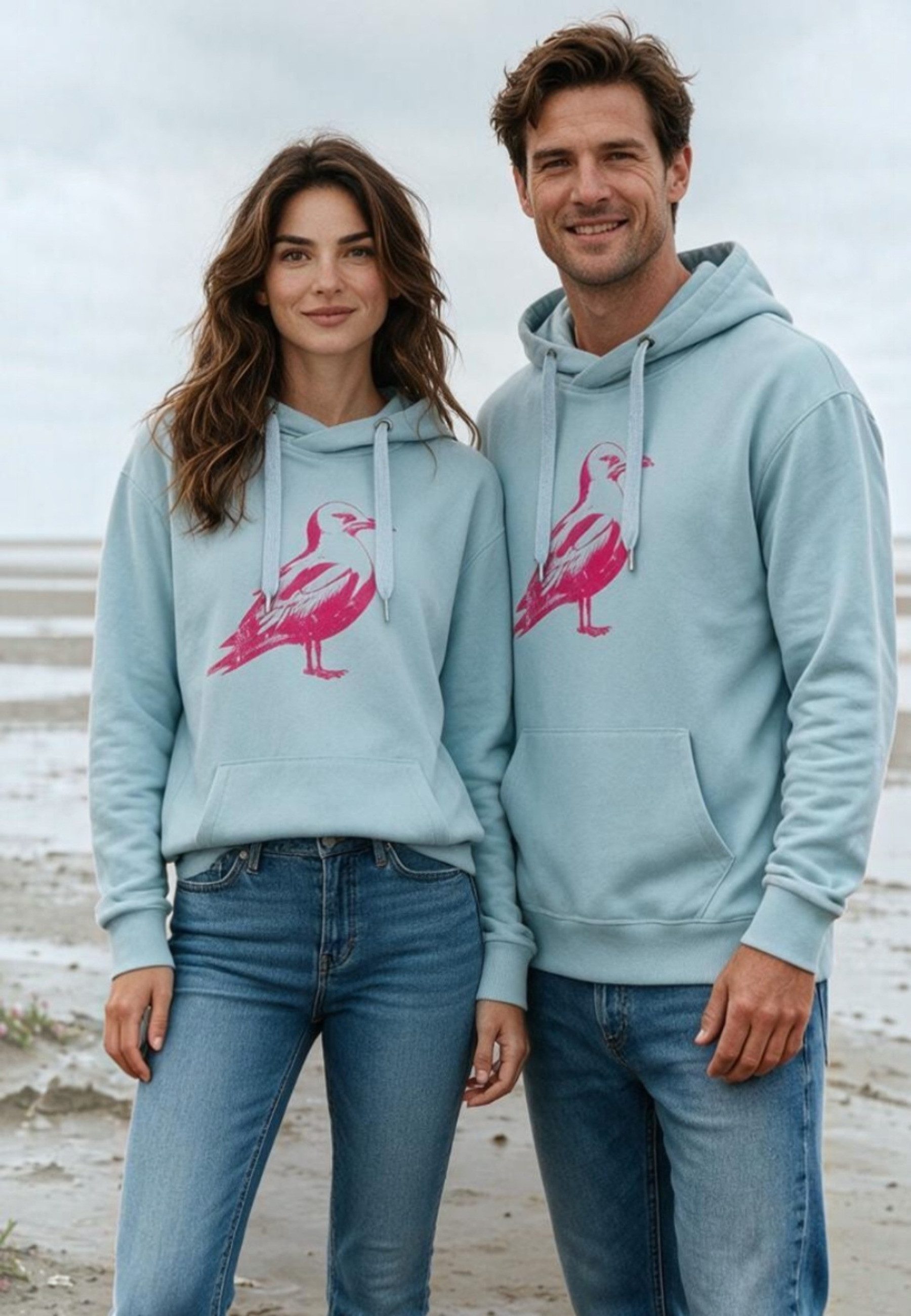 salzhaut Hoodie ODDEBODJE UNISEX - Möwe Unisex Oversized salzhaut Kapuzenpullover – bequemer Fit und nordisch klares Design