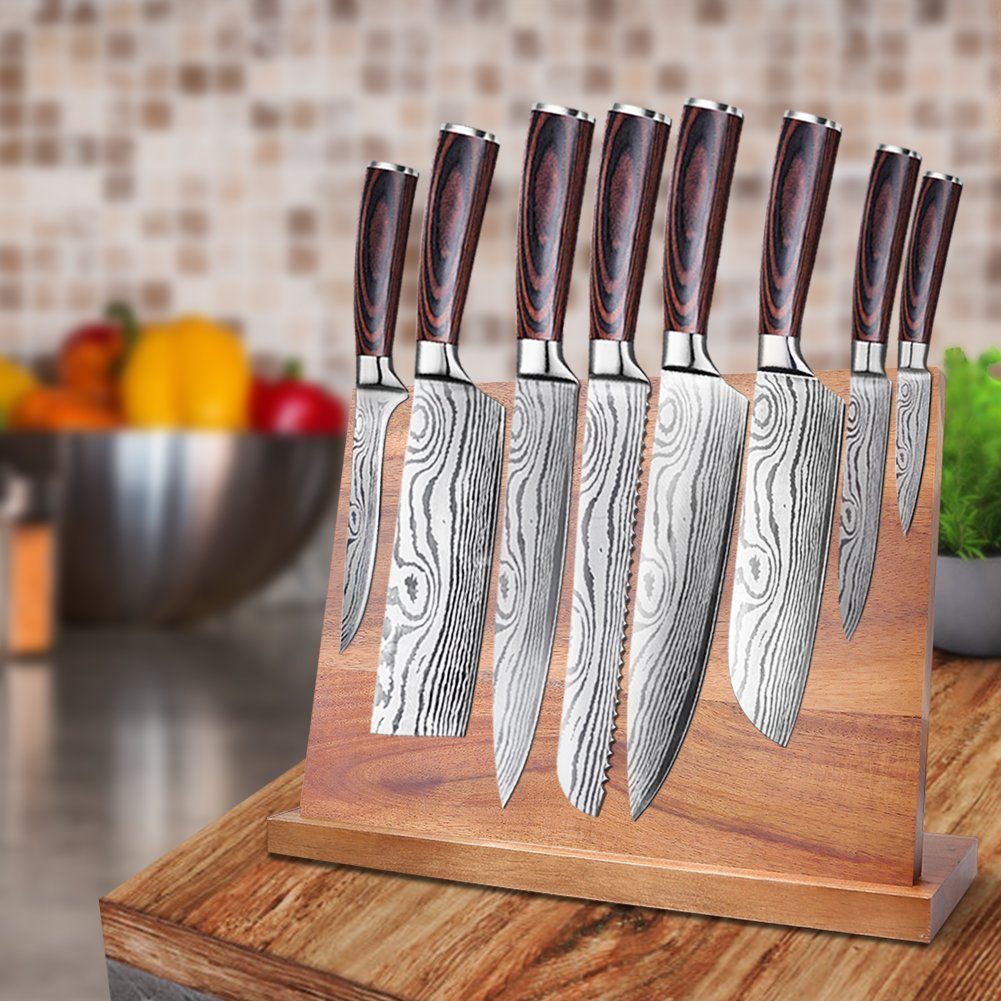 Japan-Onlineshop KingLux Messer-Set 8tlg.Kochmesser mit 8 alle teiliges Magnet-Messerblock für All-in-One-Messerset Bedürfnisse, Ihre messersets (8-tlg)