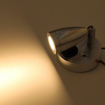 LETGOSPT Wandleuchte 2 x LED Leselampe Wandleuchte Mit Schalter, 12V 360 ° drehbar, LED fest integriert, Warmweiß, Wohnmobilbeleuchtung Licht für Camper Reisemobil