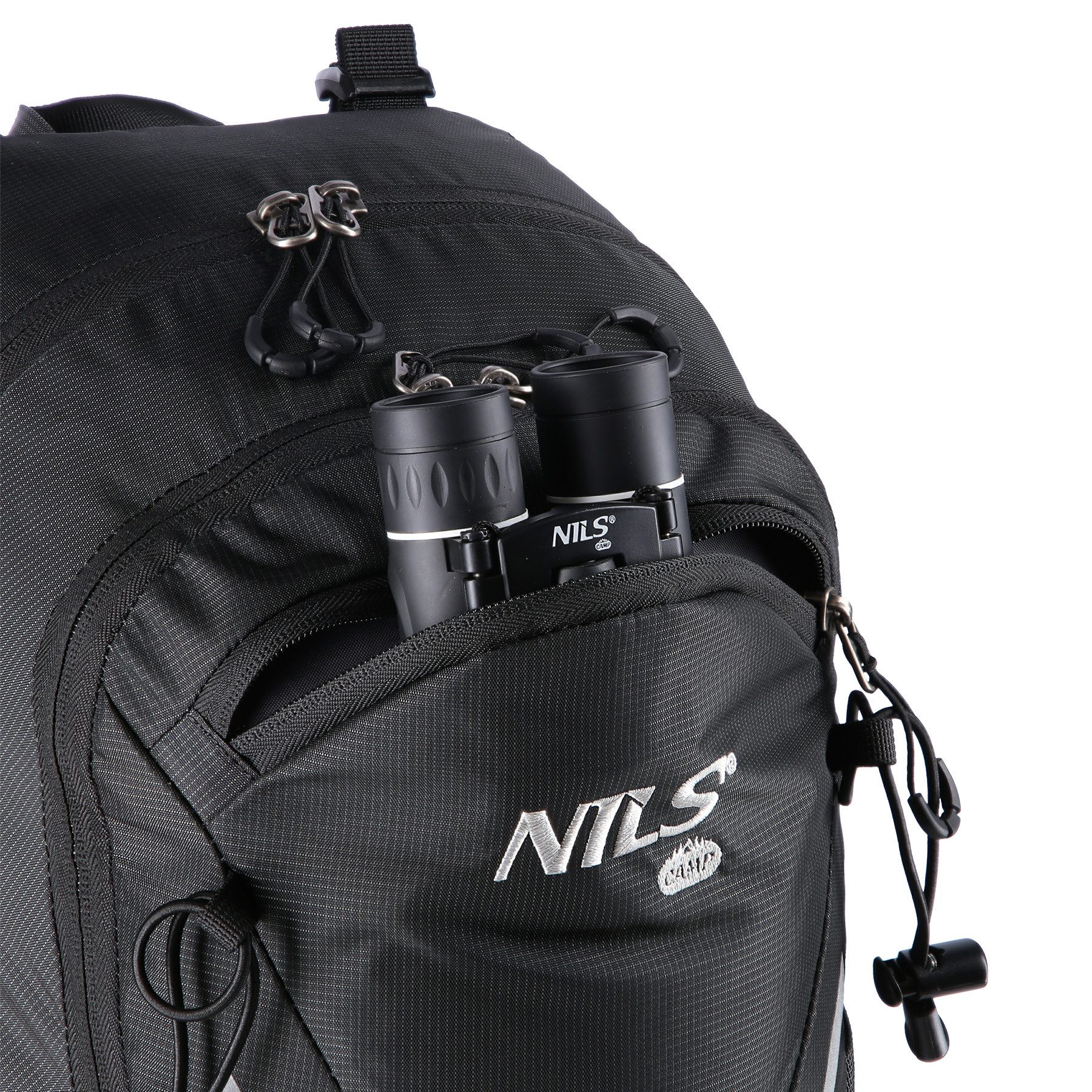 NILS CAMP Wanderrucksack Hiking Rucksack "GHOSTER" 20L Outdoor Trekkingrucksack Schwarz, mit Air Flow System, Rain Cover und Sicherheitspfeife