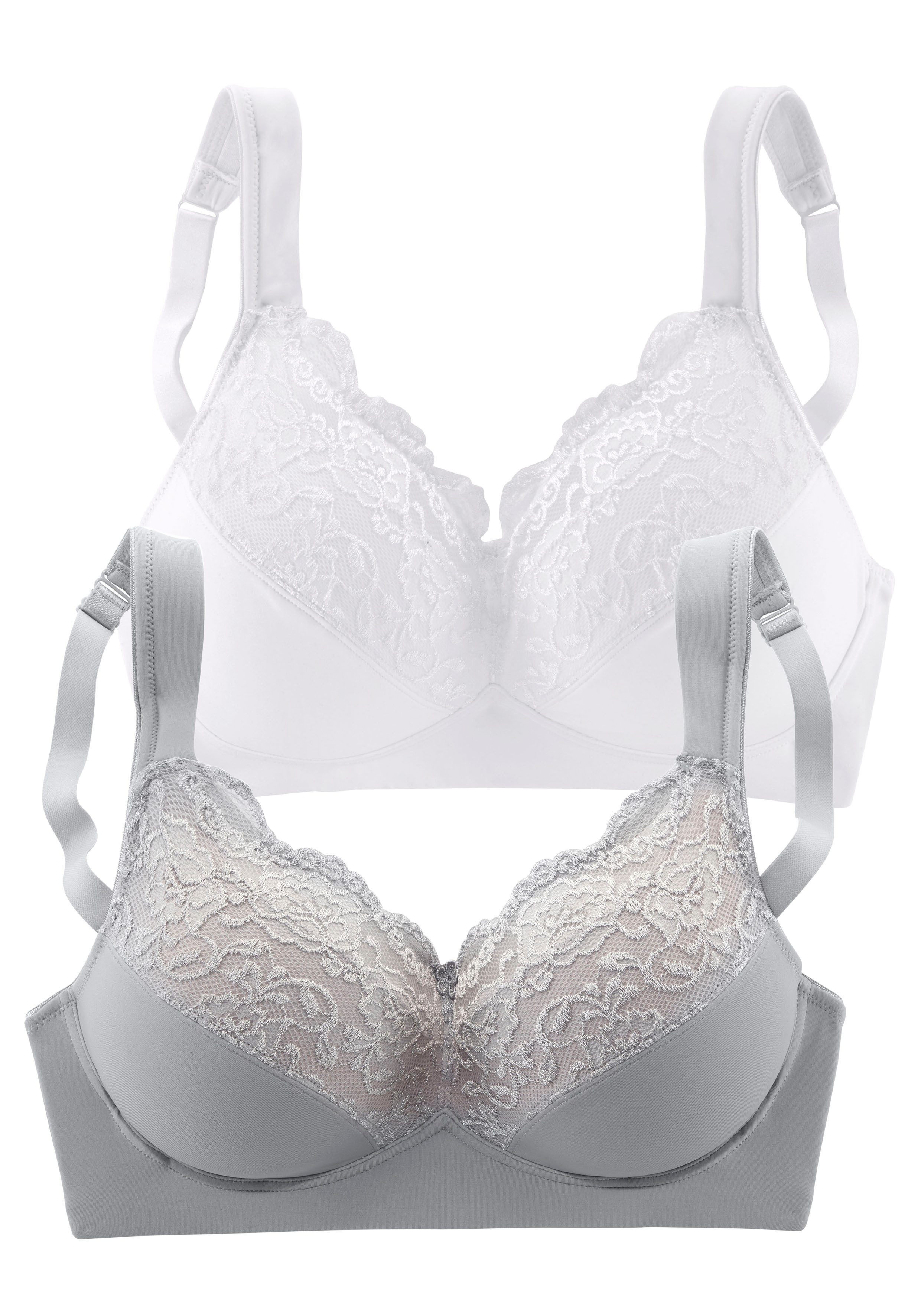petite fleur by Lascana Soft-BH (Packung, 2 Stück) ohne Bügel mit Komfortträgern – auch ideal für große Größen