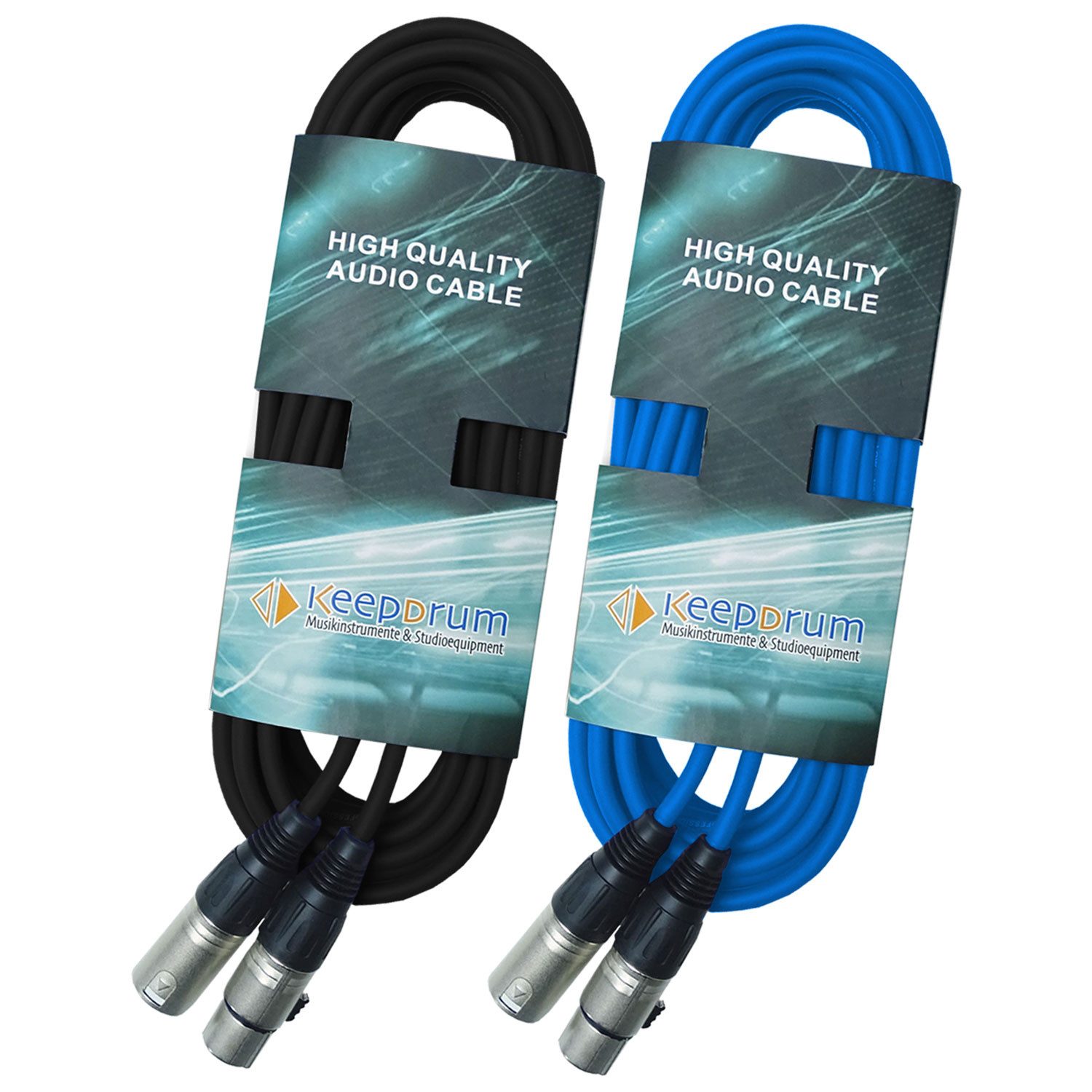 keepdrum keepdrum DMX Kabel 10m 1x Schwarz 1x Blau Audio-Kabel, (1000 cm), DMX Kabel Schwarz und Blau 10 m