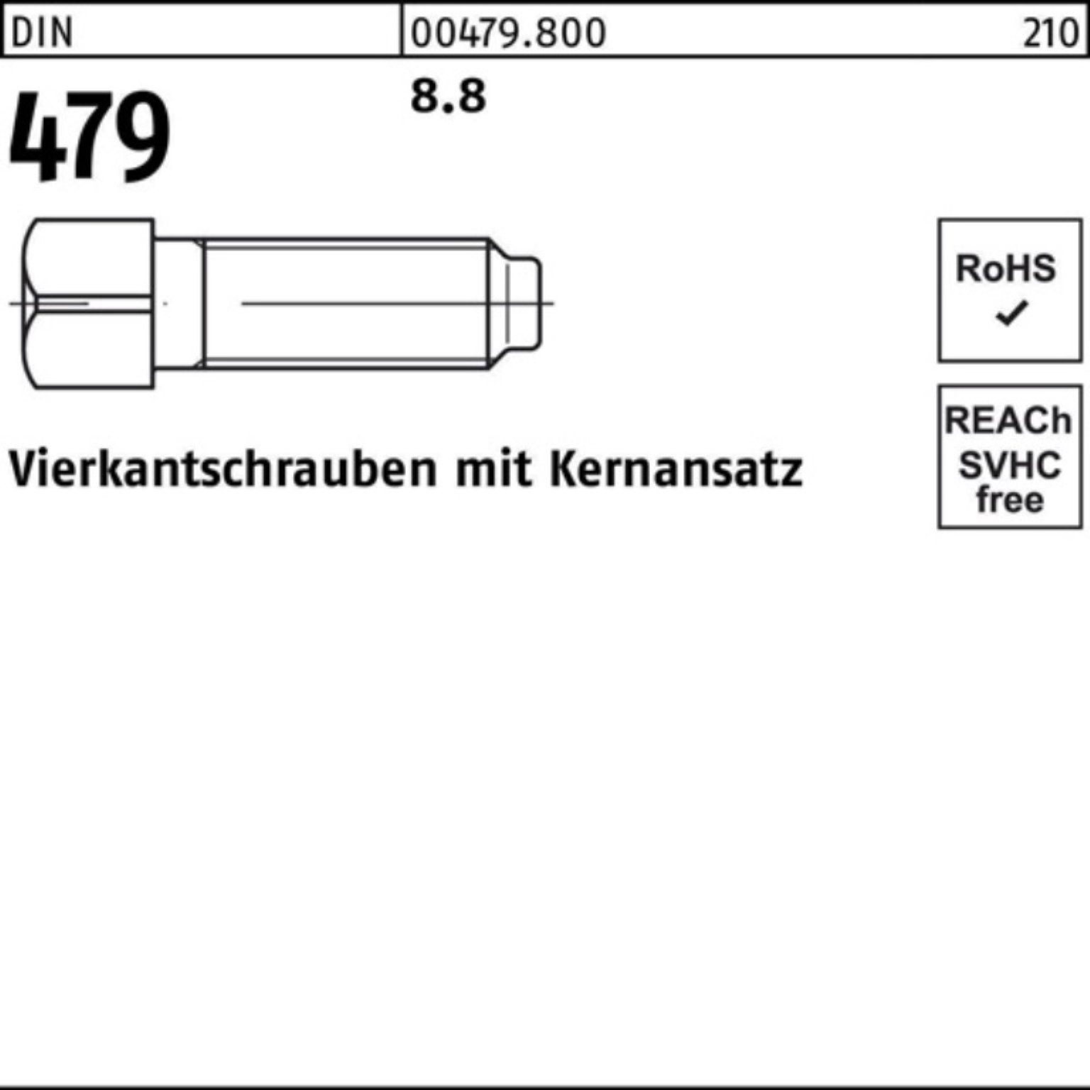 Schraube D 100er Pack Vierkantschraube DIN Stück 60 8.8 50 Kernansatz 479 Reyher M10x