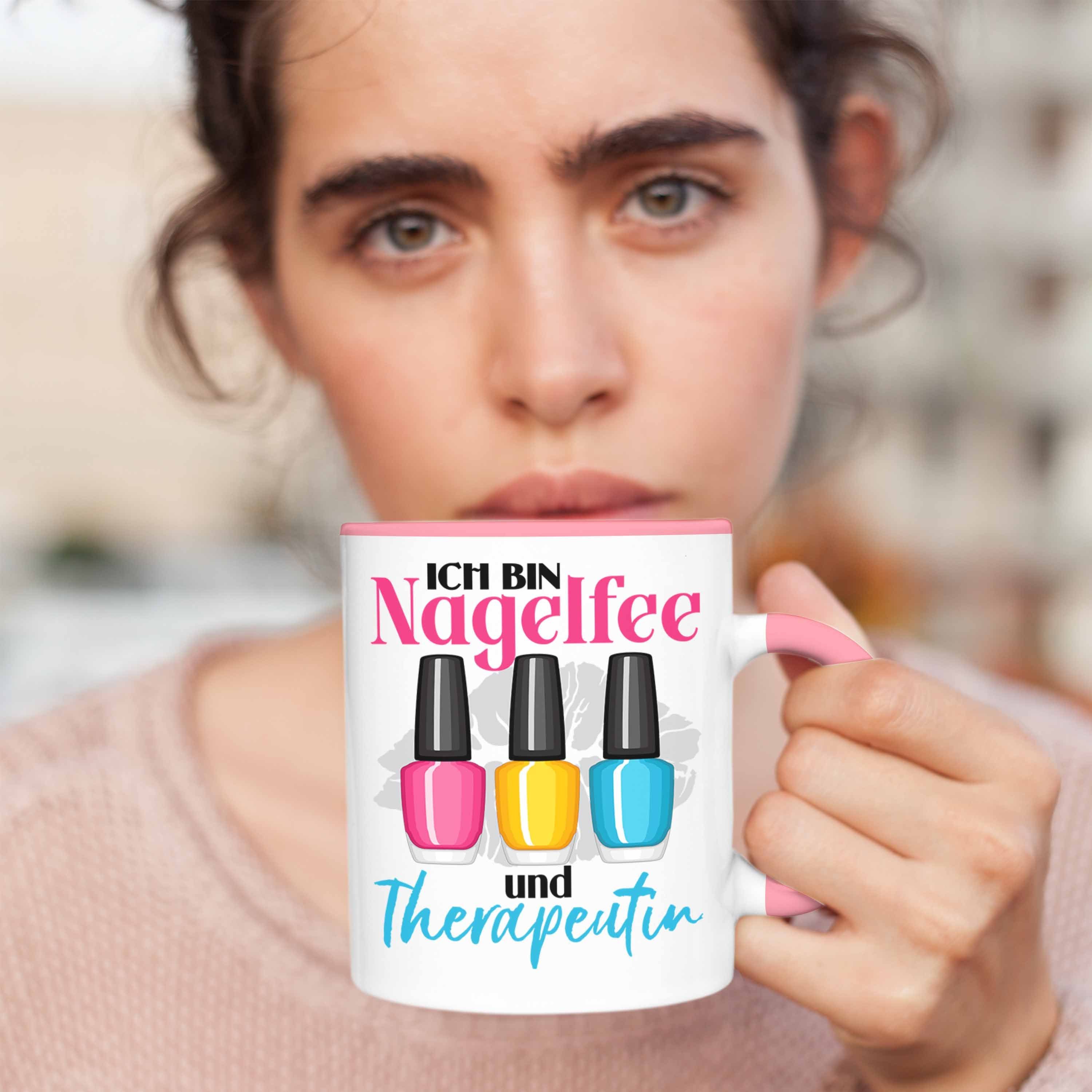 Therapeutin Tasse Kosmetik Geschenk Nagelfee Nagel Nageldesignerin und Trendation Rosa Tasse