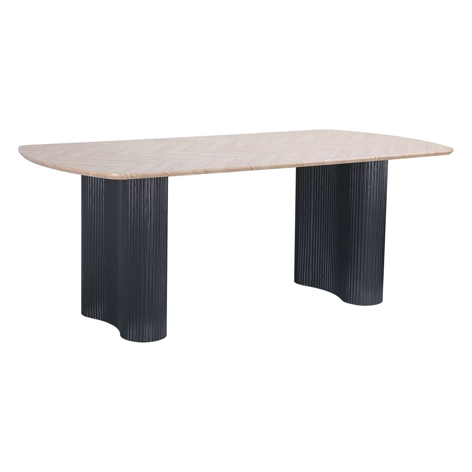 OTTO home Esstisch Bessonville, Tischplatte in Fischgrätoptik, Beine mit Ri günstig online kaufen