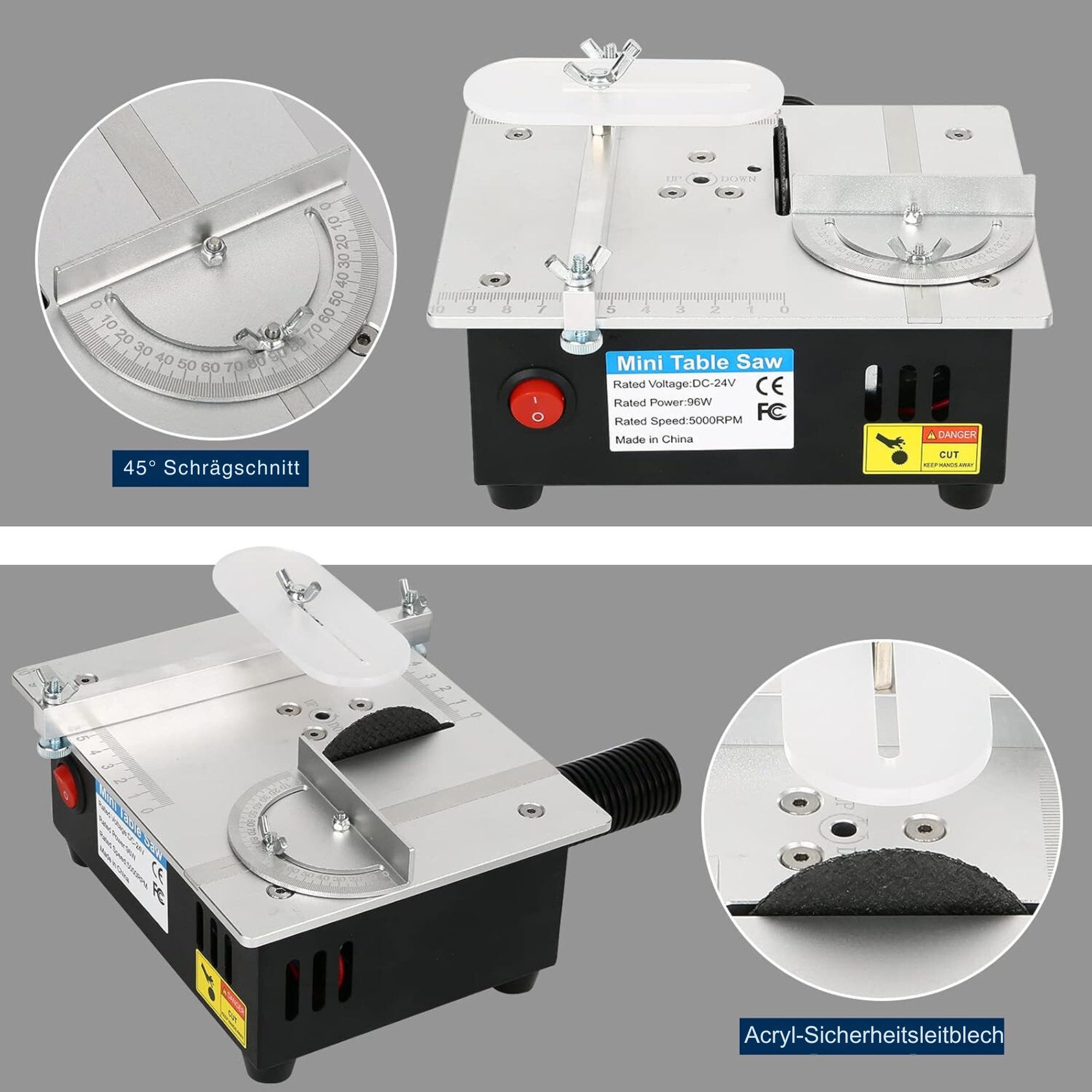 Vivitar Tischkreissäge Tragbare elektrische Minisäge, kompakt DIY-Schneidewerkzeug, Schneidemaschine mit einstellbarer Schnitttiefe, Tragbare Tischkreissäge für Schule und Zuhause, multifunktional anhebbare Klinge einstellbare Geschwindigkeit