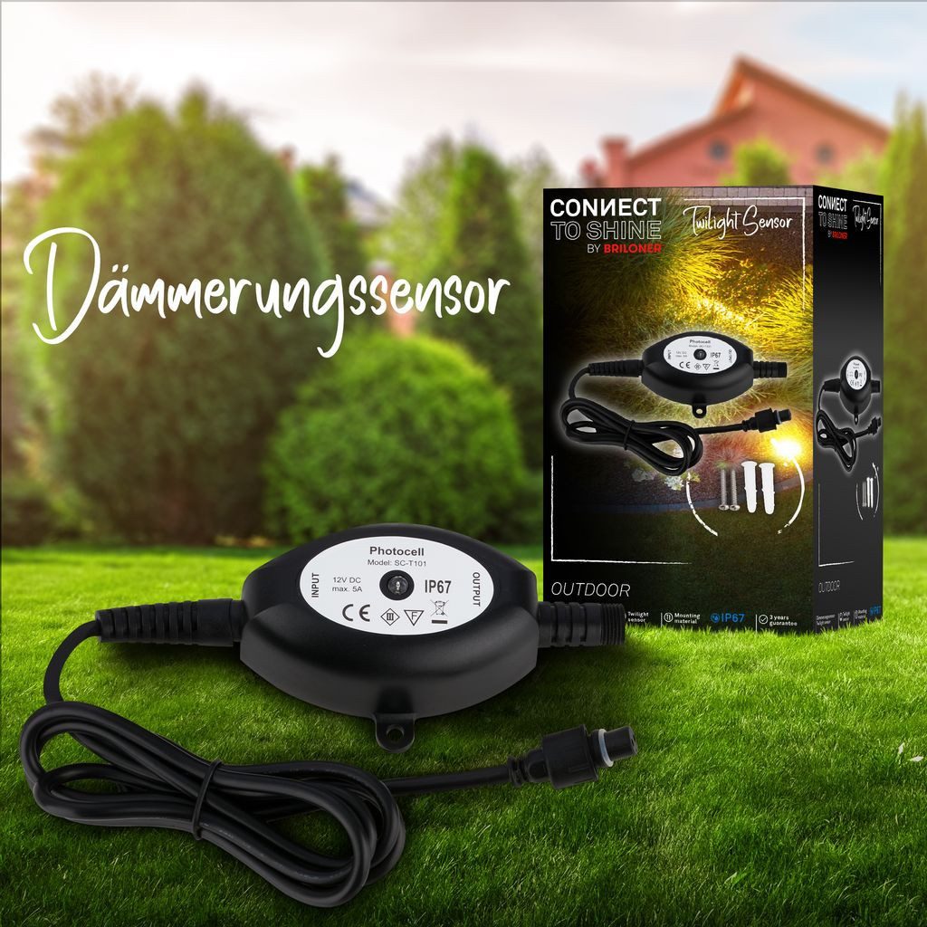 Briloner Leuchten Gartenstrahler 3921015, Tageslichtsensor, LED fest integriert, 2700K - Extra-Warmweiß