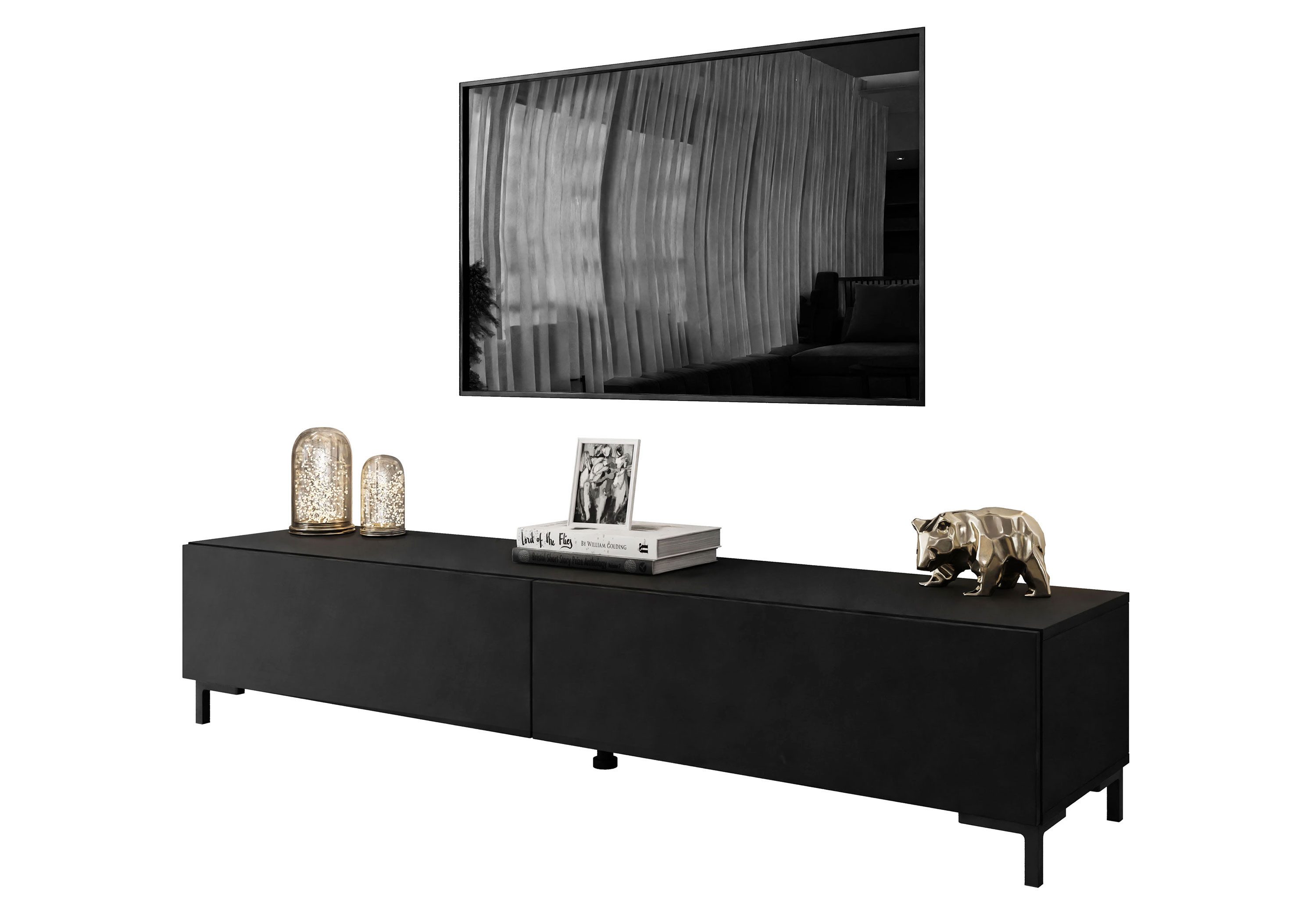 Lookway Lowboard COLETTE MATT TV-Schrank mit Füße und LED Beleuchtung