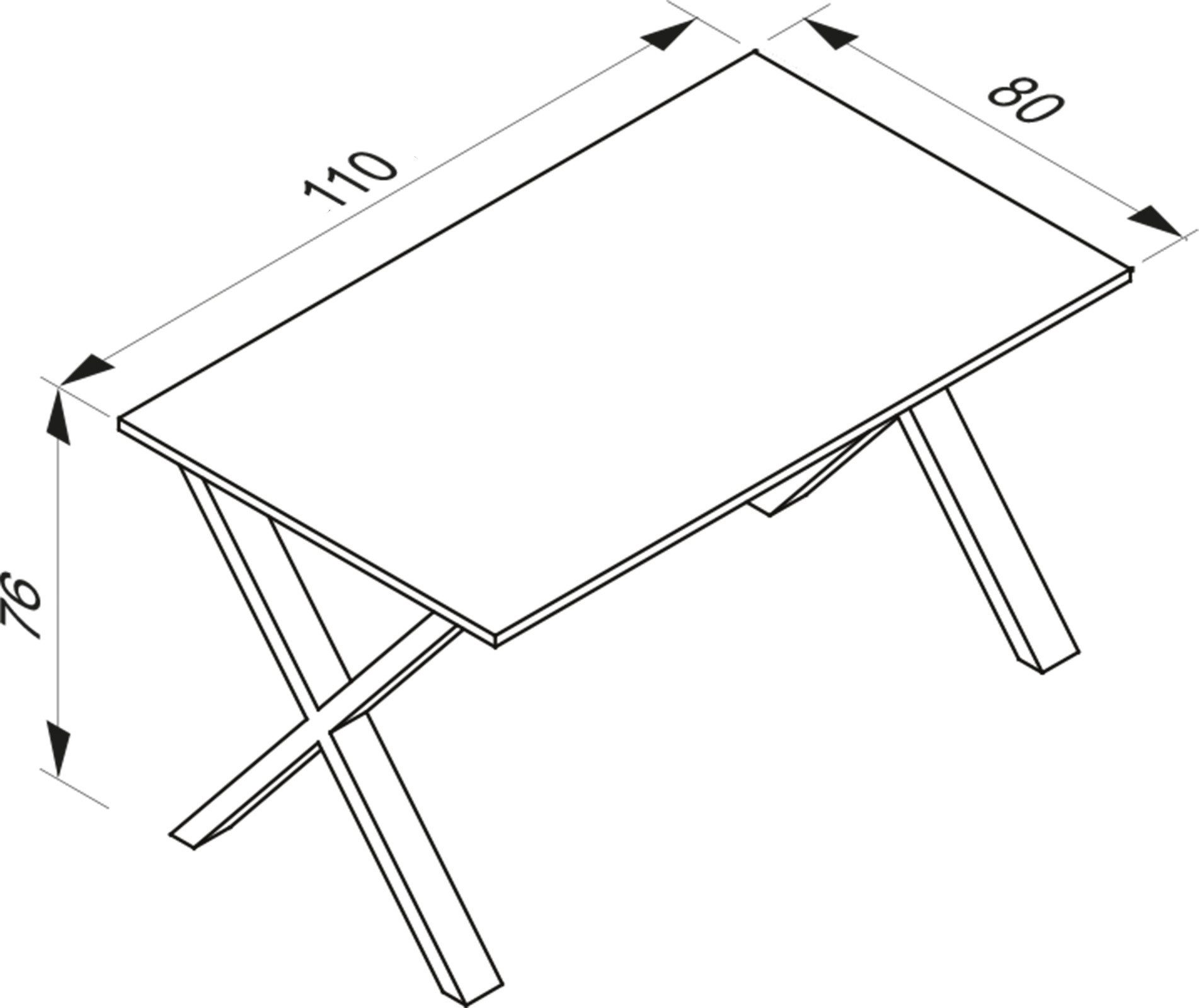 VCM Esstisch Küchentisch Xona H. 76 x B. 110 x T. 80 cm, Premium Holz Esstisch