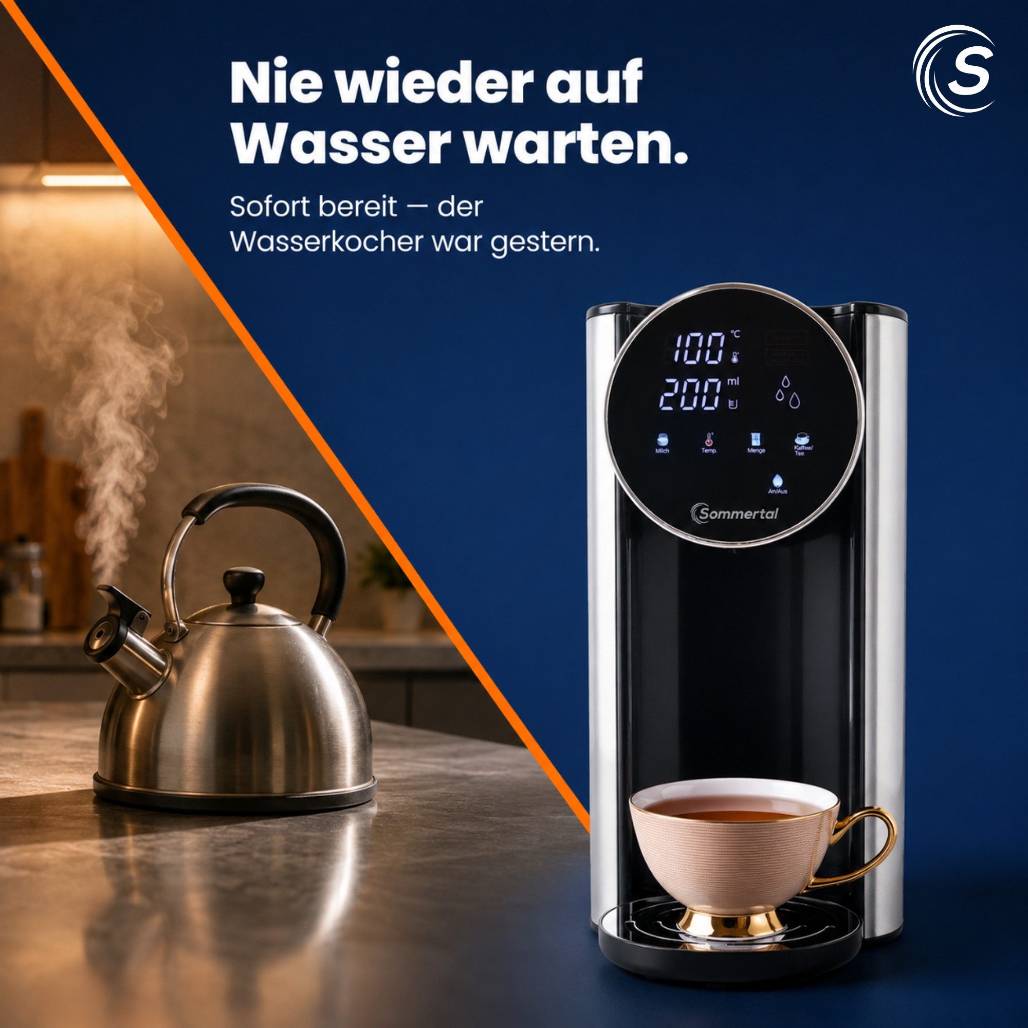 Sommertal Heißwasserspender Sommertal HW400 Heißwasserspender Businessline mit abnehmbaren 4L Tank, 4 l, instant heißes Wasser 45-100°C, Touchdisplay, Babynahru – Bild 2 von 5