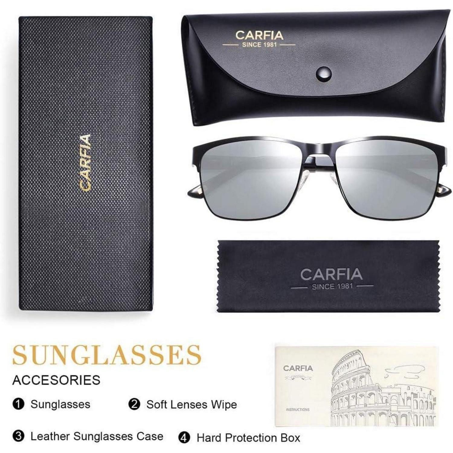 LuxusKollektion Pilotenbrille Sonnenbrille Herren polarisierte Metall Gestell Schwarz Gläser Silbrig – Bild 4 von 5