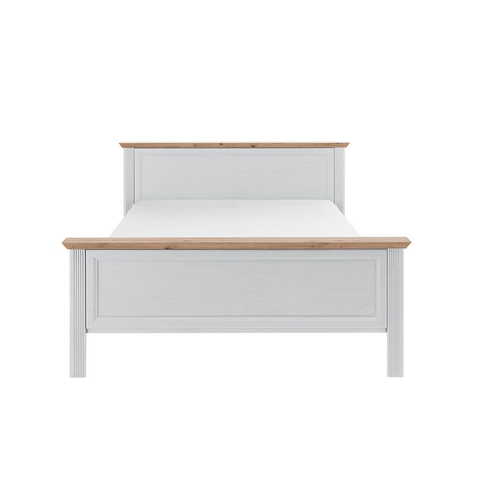 Lomadox Bettgestell JÜLICH-77, Liegefläche 160x200 cm, Pinie weiß mit Eiche