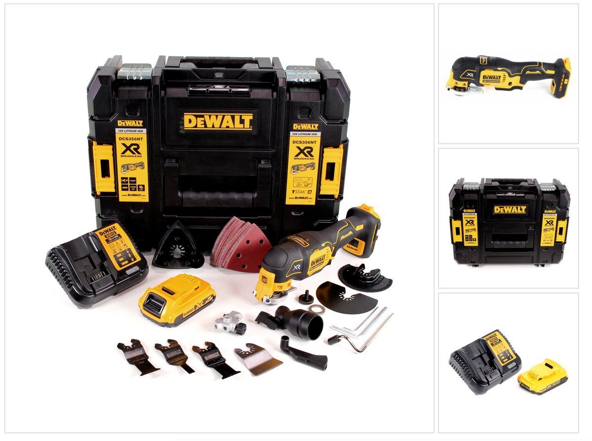 DeWalt Akku-Multifunktionswerkzeug DCS 356 S1 Akku Multitool 18V Brushless + 35tlg. Zubehör + 1x Akku 2