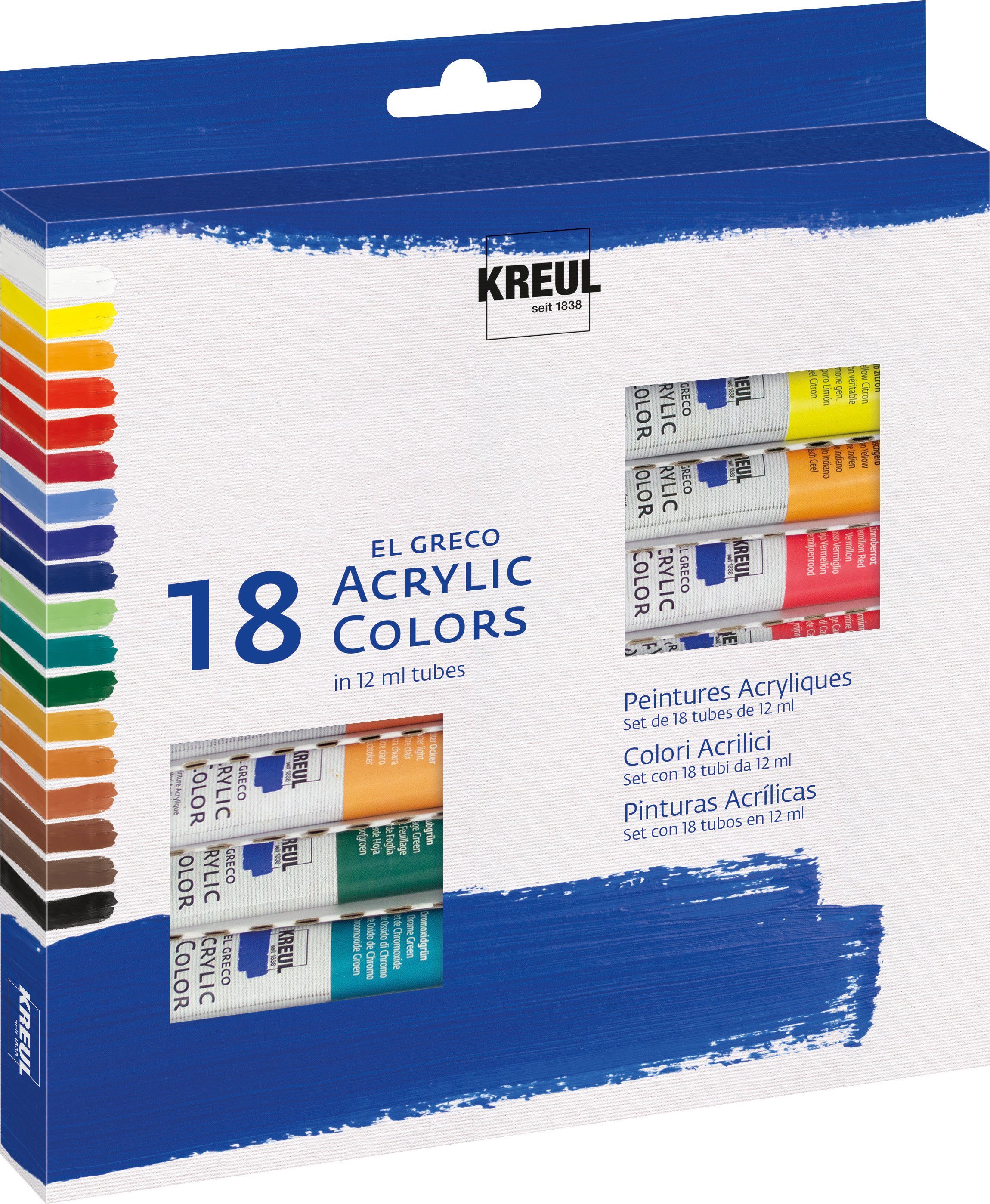 Kreul Acrylfarbe Acrylfarben-Set el ml Greco Acrylic, x 18 12