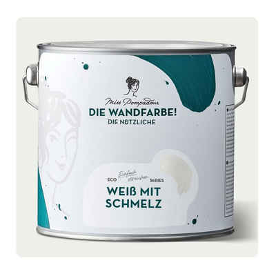 MissPompadour Wandfarbe Weiß mit Schmelz - abwaschbare Wandfarbe mit hoher Deckkraft 2,5 L, scheuerbeständig und wasserbasiert