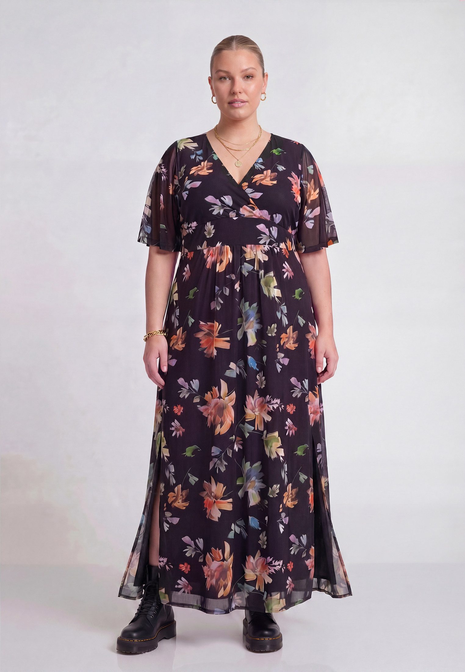 YOEK Maxikleid Damen Kleid mit Druck