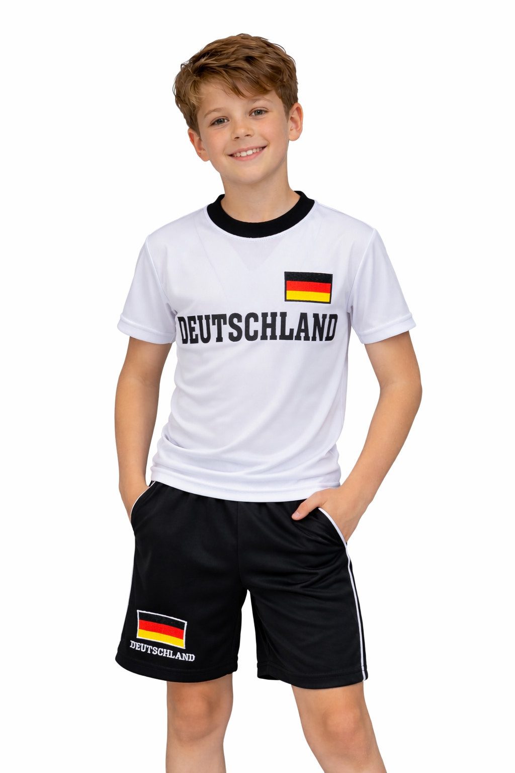 Hessis Fußballtrikot Fan Set Deutschland Germany 2026 – js882 (Set, 2-tlg., T-Shirt + Shorts) für Kinder, Deutschland