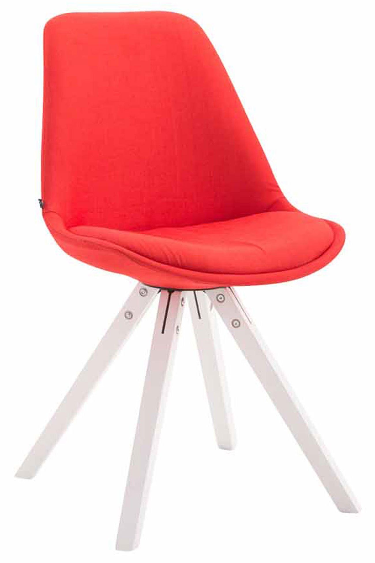 TPFLiving Besucherstuhl Toulon mit hochwertig gepolsterter Sitzfläche - Konferenzstuhl (Küchenstuhl - Esszimmerstuhl - Wohnzimmerstuhl), Gestell: Buchenholz weiß square - Sitzfläche: Stoff rot