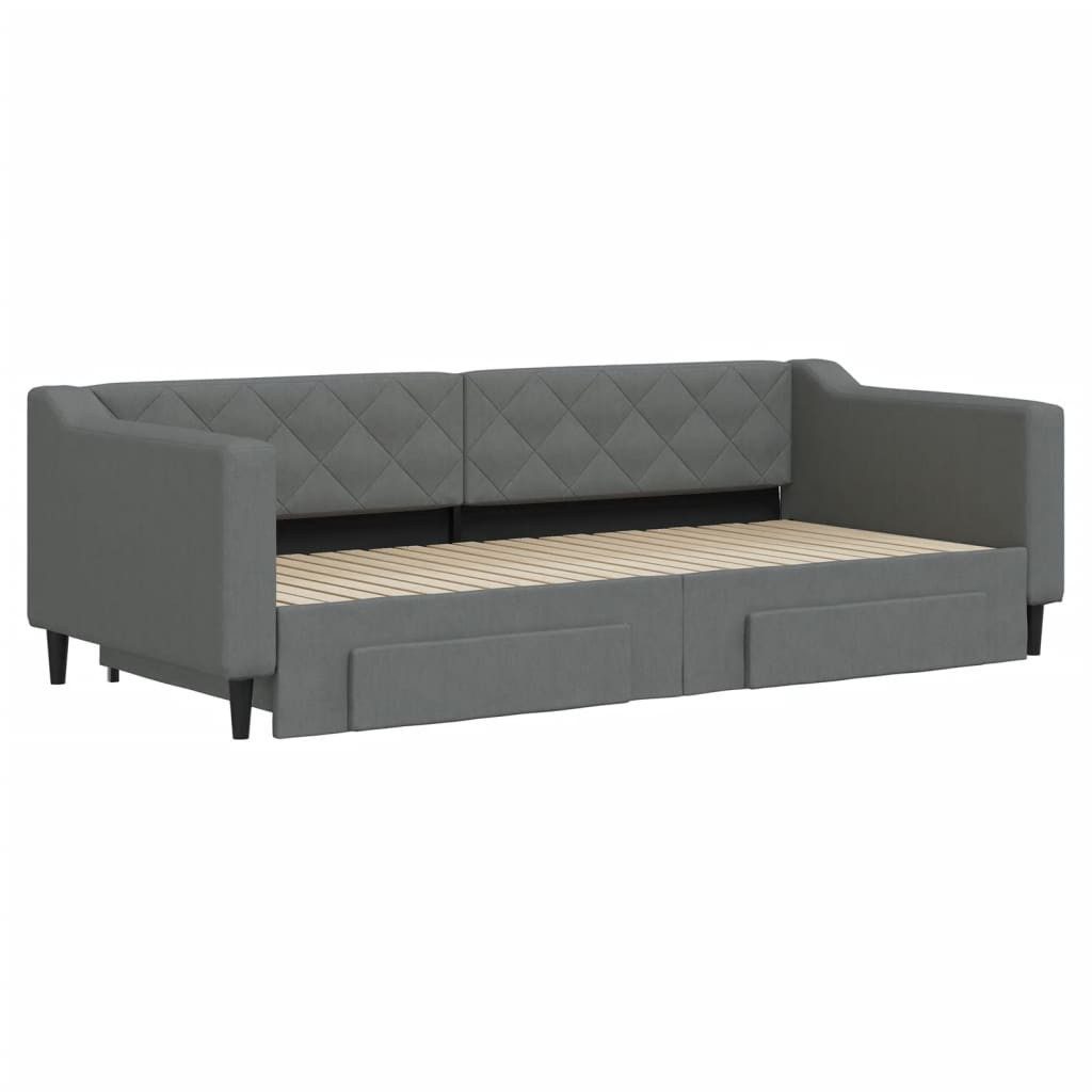 Gästebett 90 x 200 cm Gästebett Tagesbett Ausziehbar mit Schubladen Dunkelgrau 9