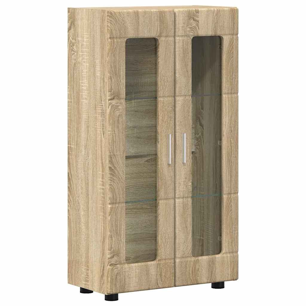 vidaXL Sideboard 55,5 x 29 x 100 cm Vitrine Glasschrank Sideboard Wohnzimmer Sonoma-Eic