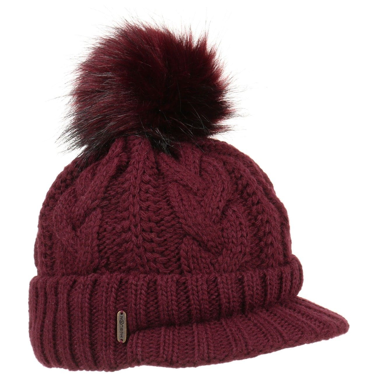 McBurn Bommelmütze (1-St) Beanie mit Schirm, Made in Italy bordeaux | Bommelmützen