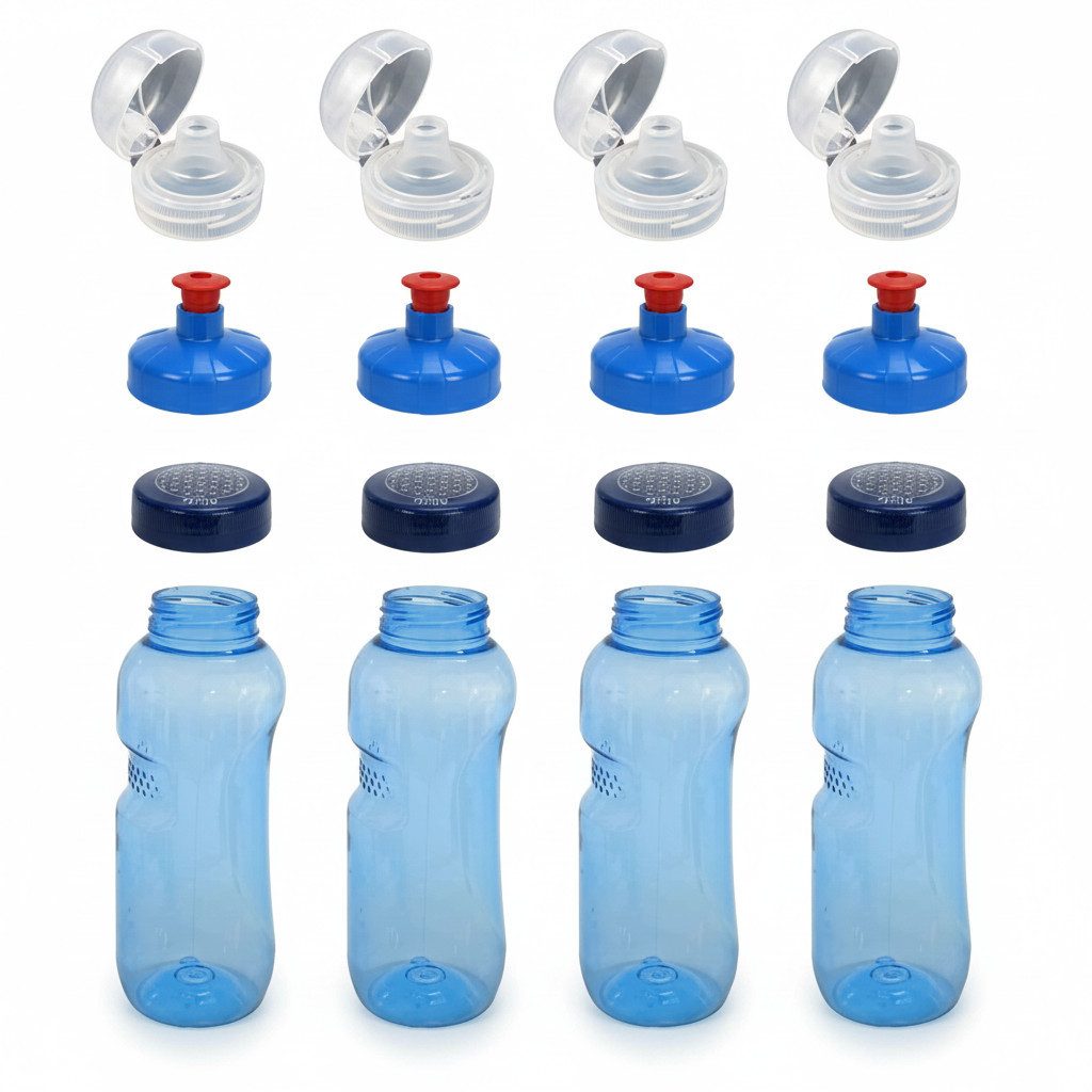Greiner Trinkflasche, 4x Kavodrink 0,5 L + Lebensblume/Flip/Push-Pull