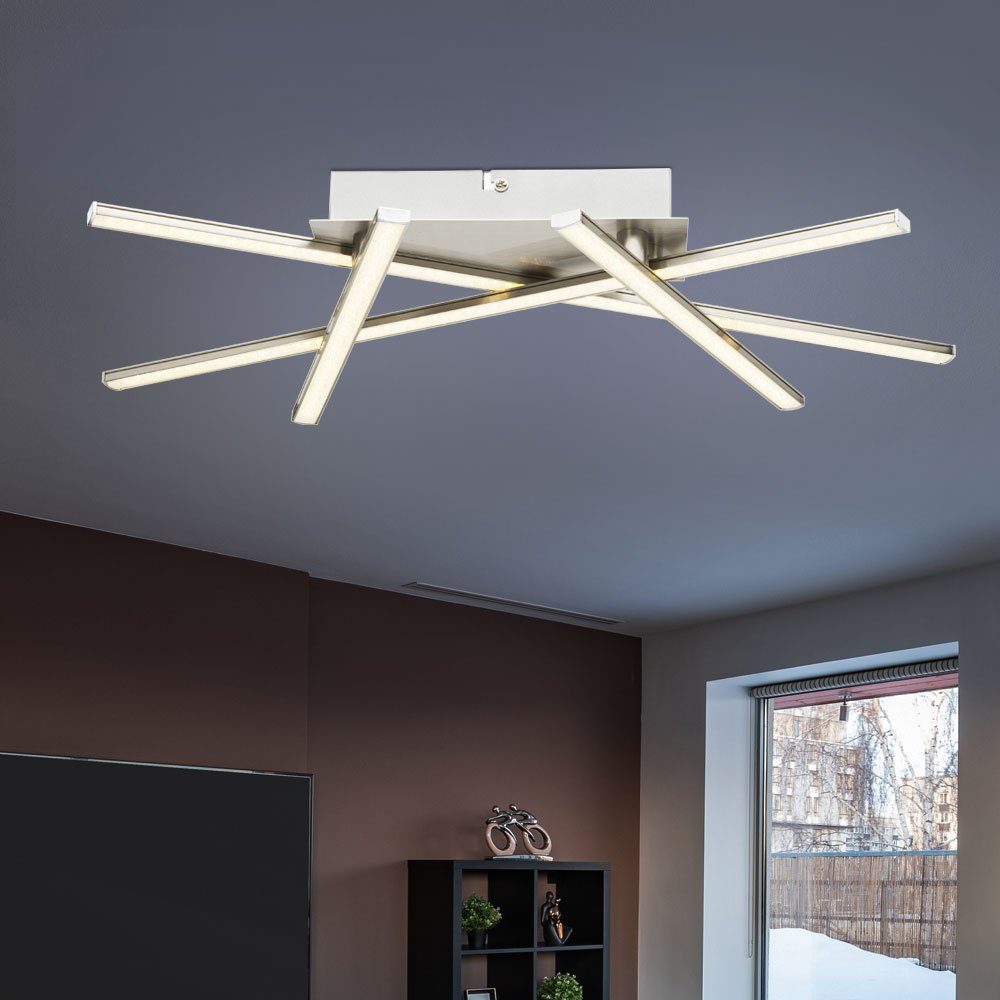 GLOBO LIGHTING LED Deckenleuchte, LED-Leuchtmittel fest verbaut, Warmweiß, Deckenlampe Deckenleuchte LED Wohnzimmerlampe Glitzer Optik L 51 cm