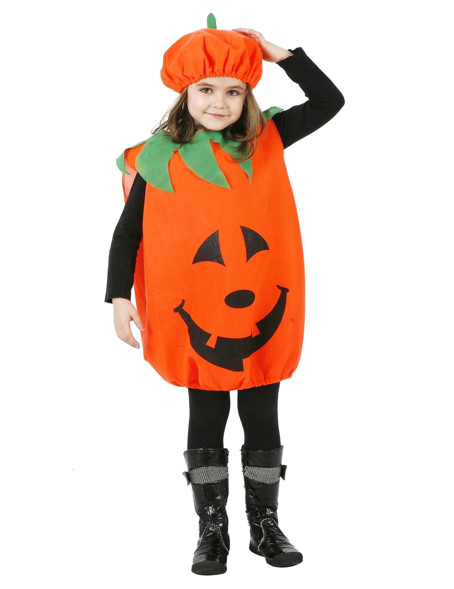 atosa Monster-Kostüm Kürbis-Kinderkostüm Kürbis-Anzug orange-schwarz-grün