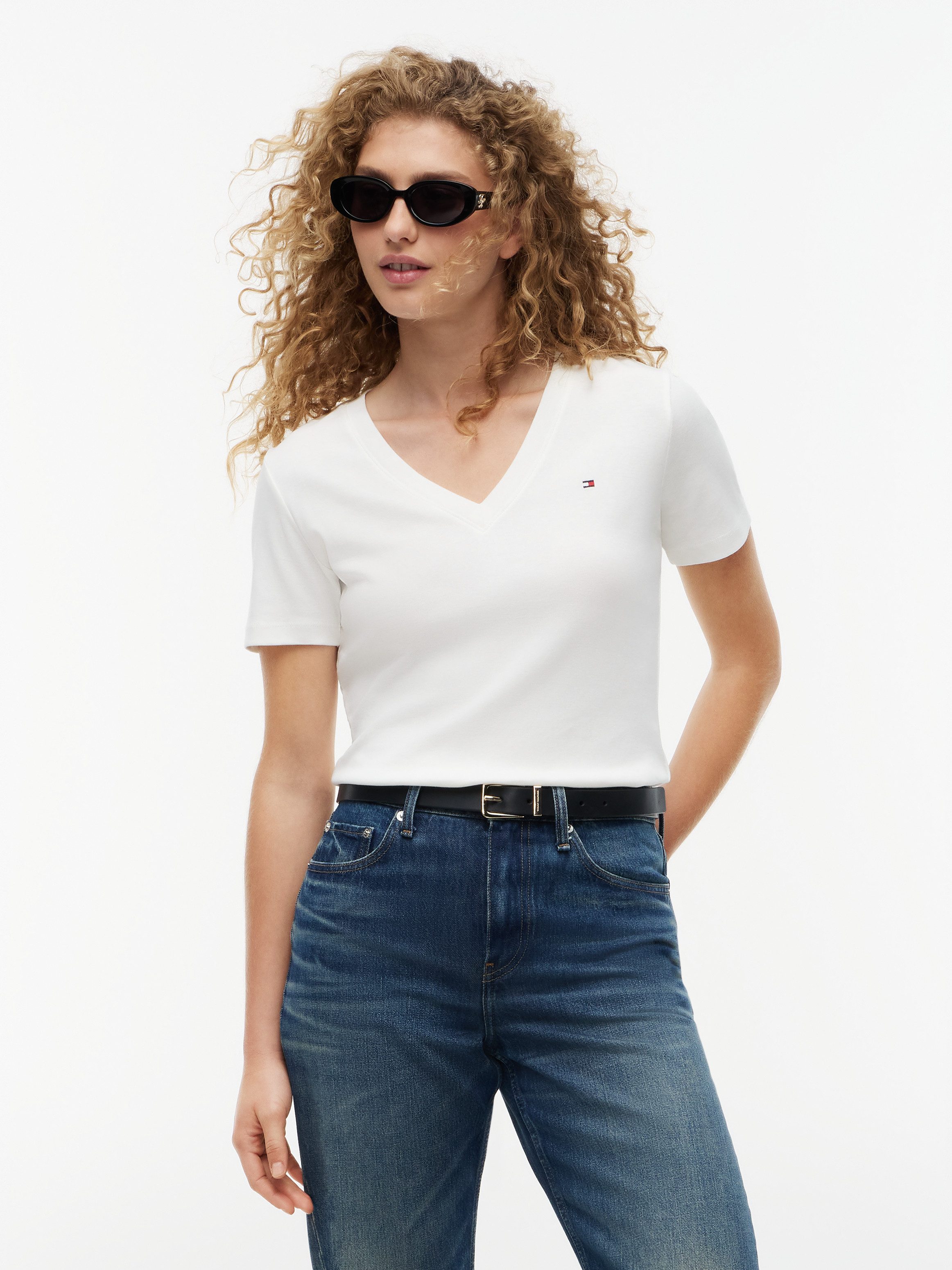 Tommy Hilfiger T-Shirt CODY V-NECK SHORT SLEEVE mit V-Ausschnitt, Baumwolle, Slim Fit. Reduzierter Preis € 35,99. Unverbindliche Preisempfehlung € 49,90
