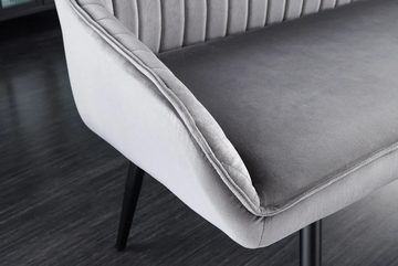 LebensWohnArt Sitzbank Elegante Sitzbank MILAN ca.160cm Samt grau Armlehnen