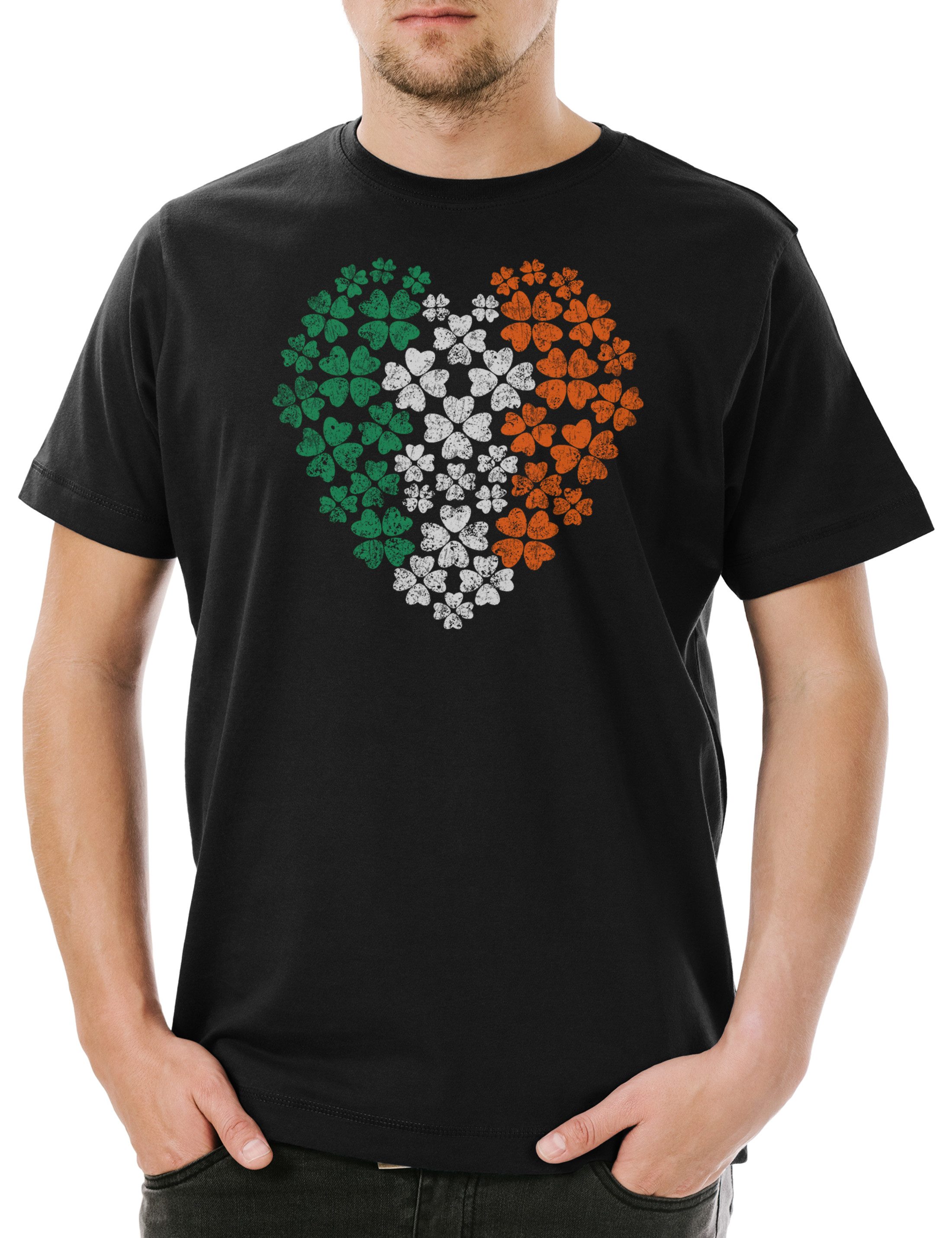 Print-Shirt Irish Cloverleaf Heart Herren T-Shirt Cloverleaf Irland Ireland