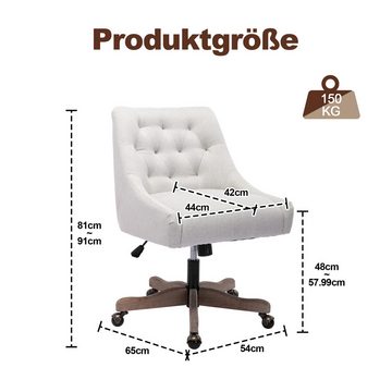 Fine Life Pro Bürostuhl 360°-drehender Bürostuhl mit vorderer und hinterer Schaukel Bürostuhl, ergonomisch gestaltete breite Rückenlehne und Holzbeine