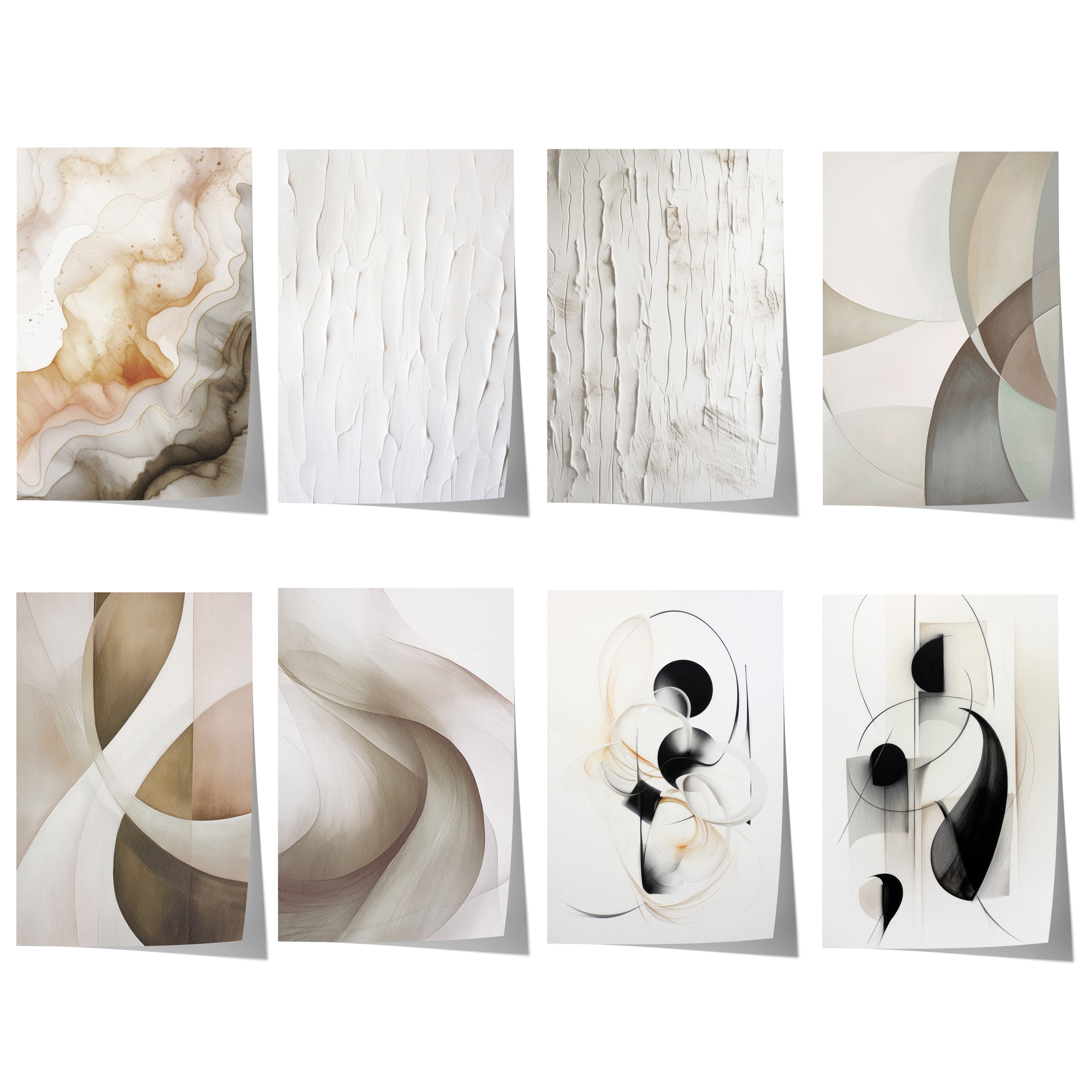 JUSTGOODMOOD Poster Abstrakte Geschenkidee Beige Minimalistische Formen Organische Linien, B (1 St)
