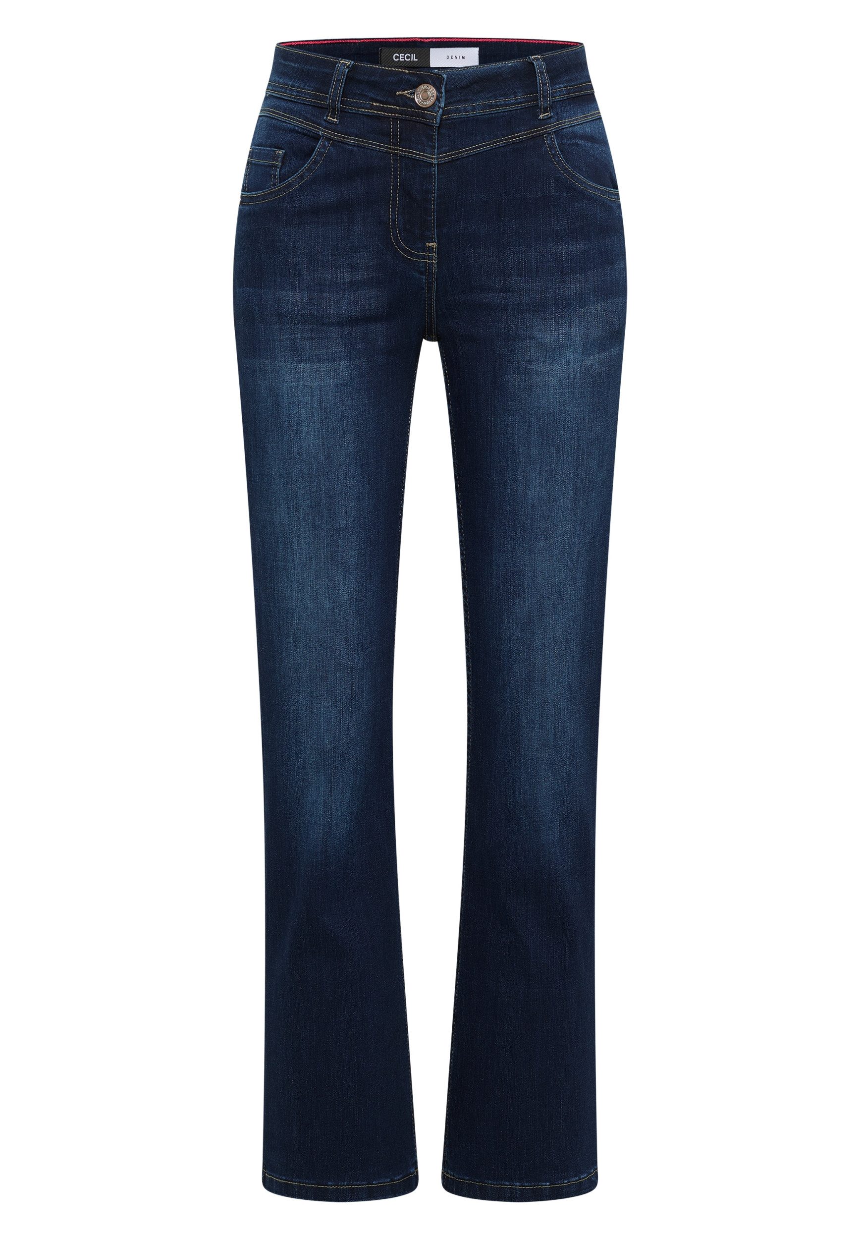CECIL Gerade Jeans CECIL dunkelblaue Bootcut Jeans Slim Fit mit High Waist günstig online kaufen